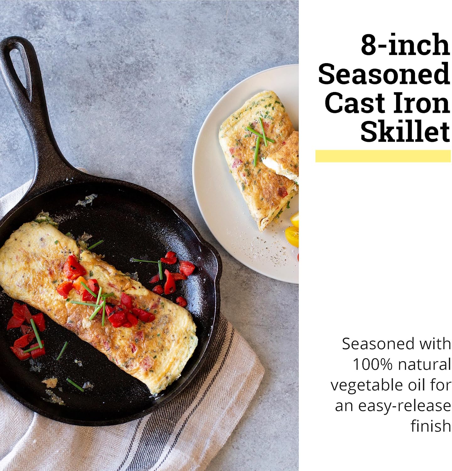 Lodge 8" Cast Iron Skillet - Chef Collection - Perfect Sear - Ergonomi