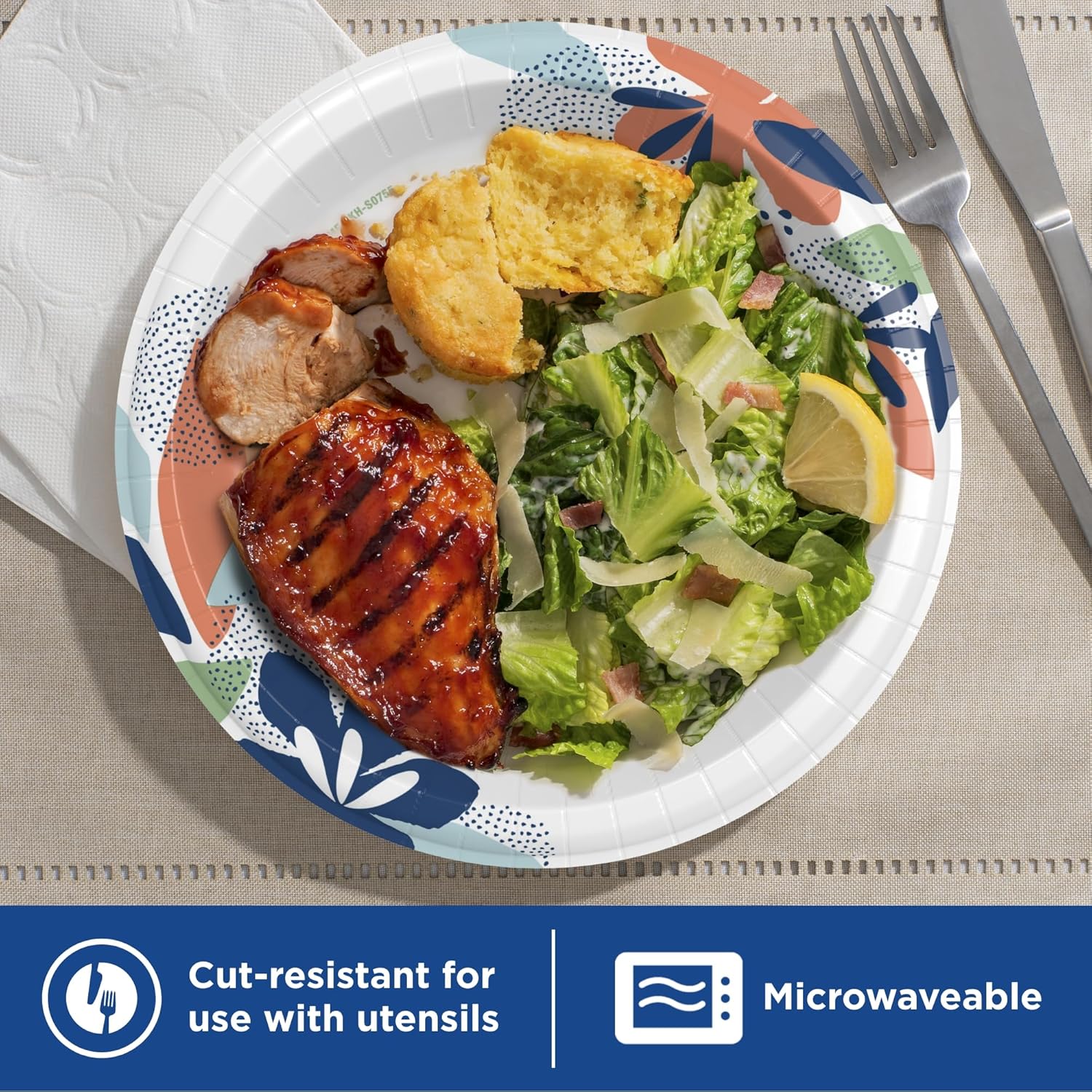 Dixie Large Paper Plates, 10 Inch, 150 Count, 2X Stronger*, Microwave-