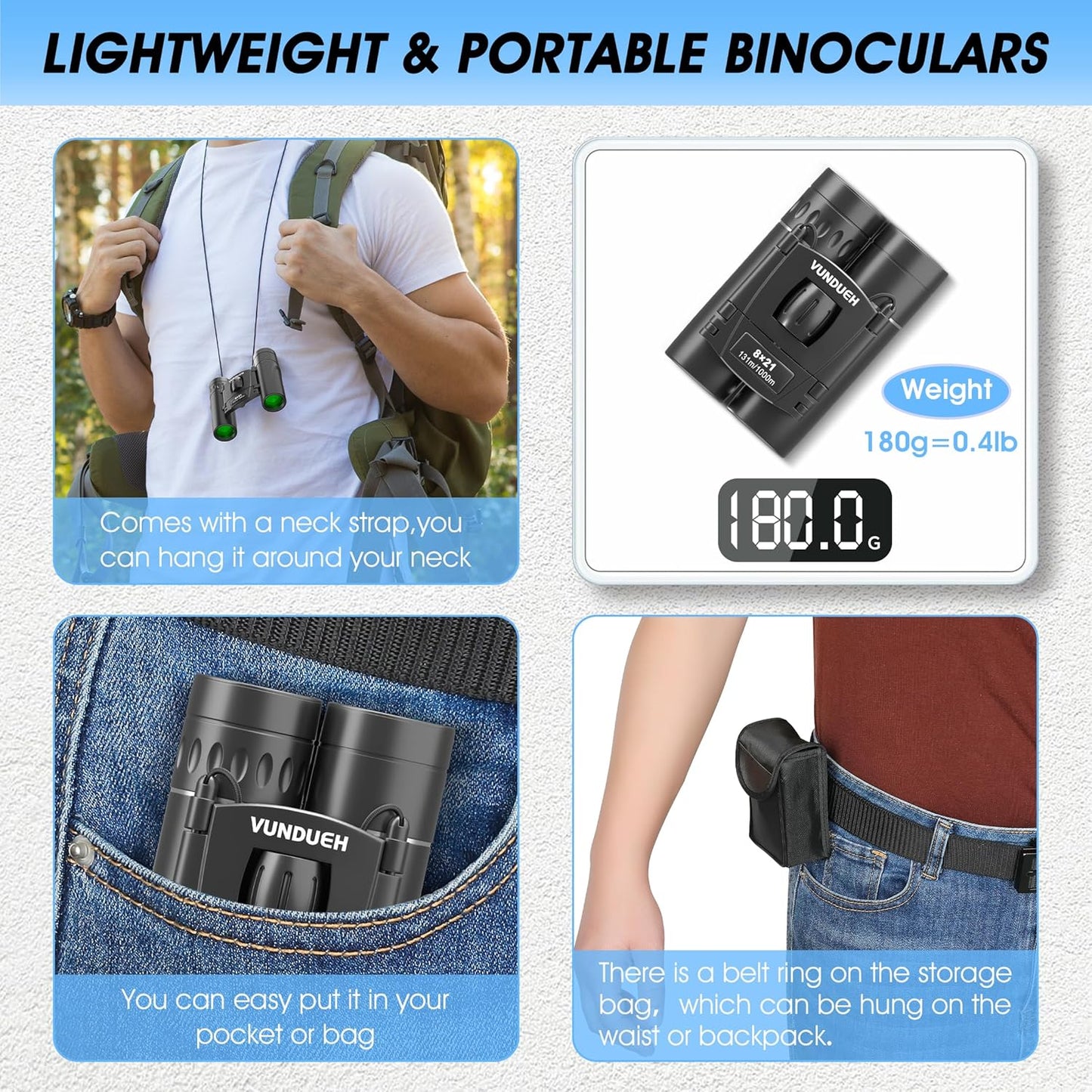 Mini Compact Binoculars for Adults and Kids - Waterproof High Powered 