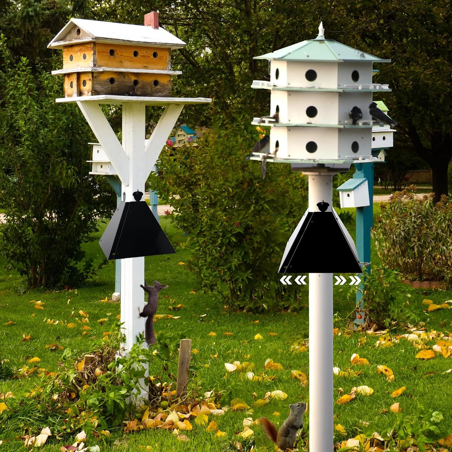 Metal Squirrel Baffle for 4x4 Post, 18 Inch Baffle for Bird Feeder, Outside Wooden Pole Mount Squirrel Guards for Bird Feeders to Deter Squirrels,Raccoons (2.5-4)