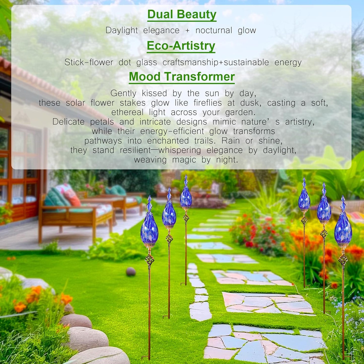 Solar Garden Lights Outdoor, Decorative LED Flame Garden Stakes, Hand 