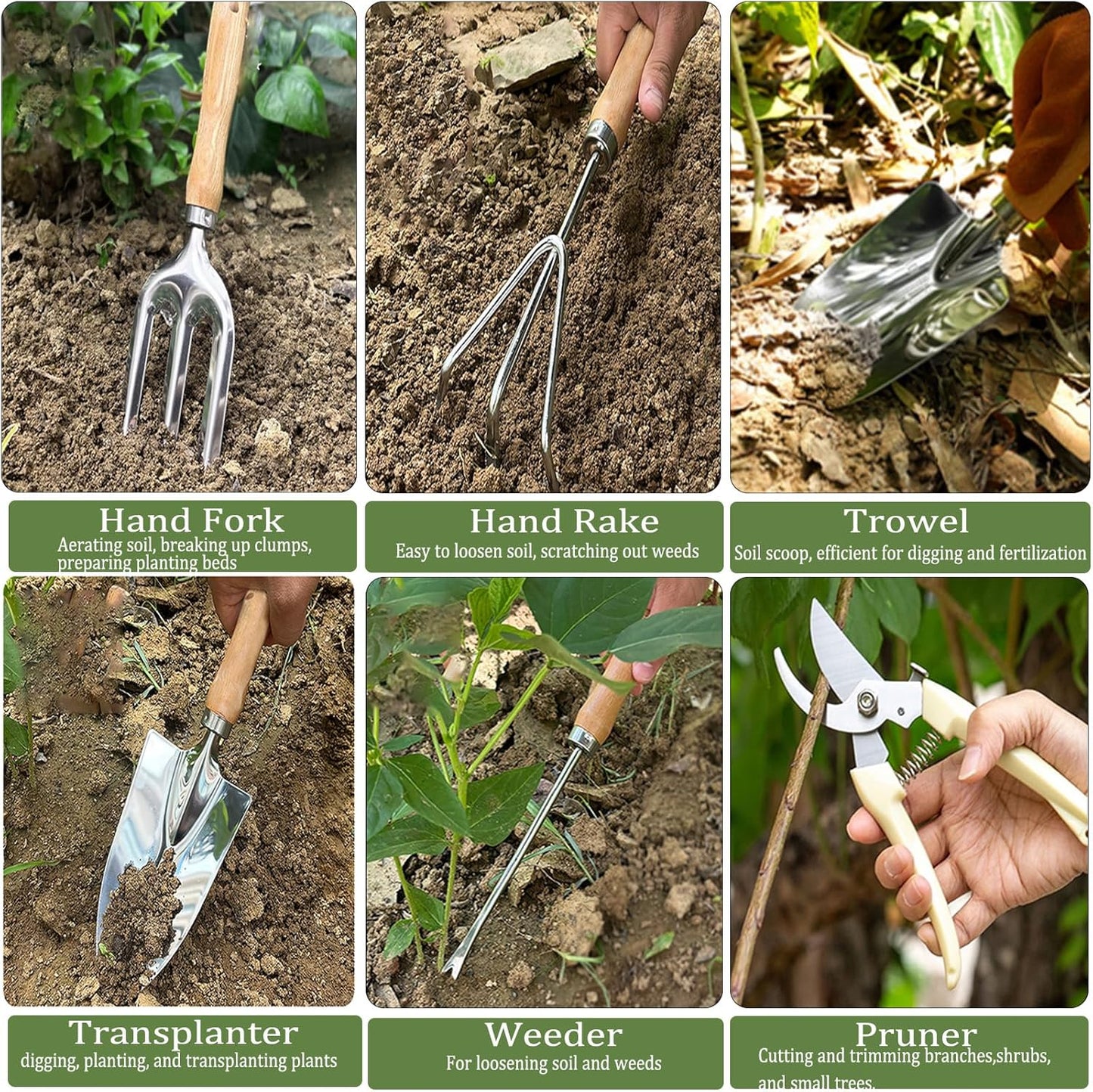 Garden Tool Set, Beswill 12 Pieces Heavy Duty Gardening Hand Tools wit