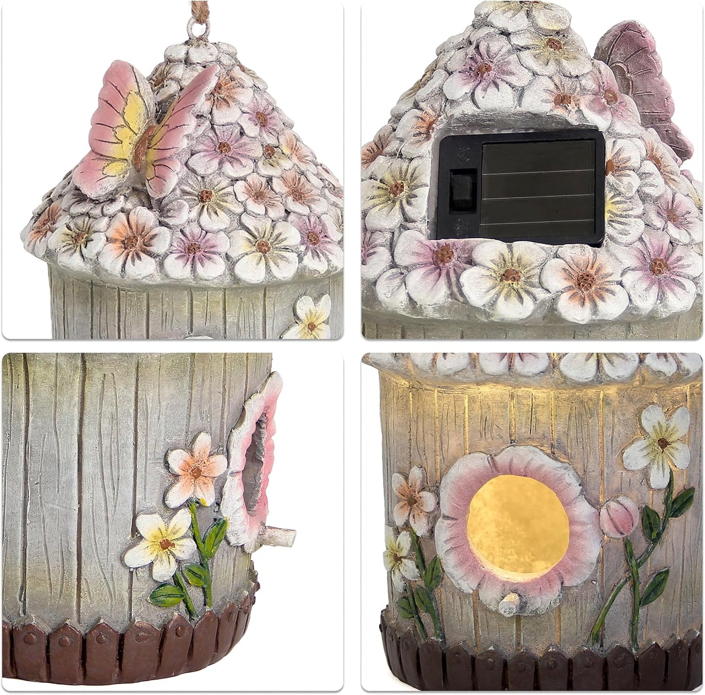 Hanging Bird House for Outdoor with Solar Light, Nesting Box Garden Re