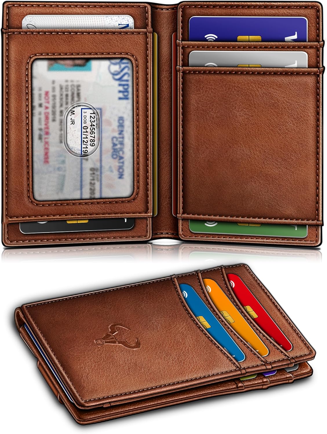 BULLIANT Magnetic Closure Slim Wallet-Genuine Leather Front Pocket Wal