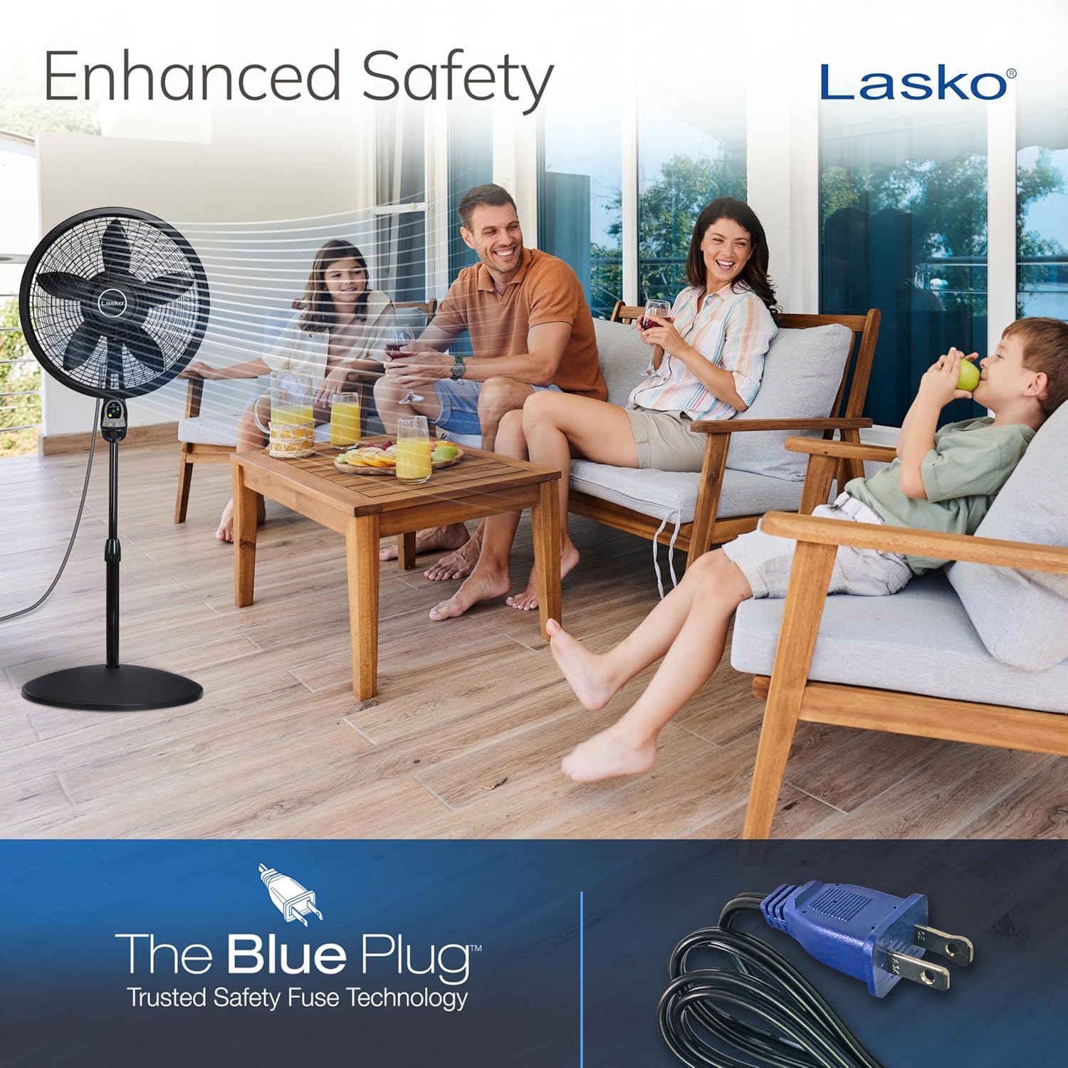Lasko Oscillating Cyclone Pedestal Fan, Adjustable Height, Timer, Remo