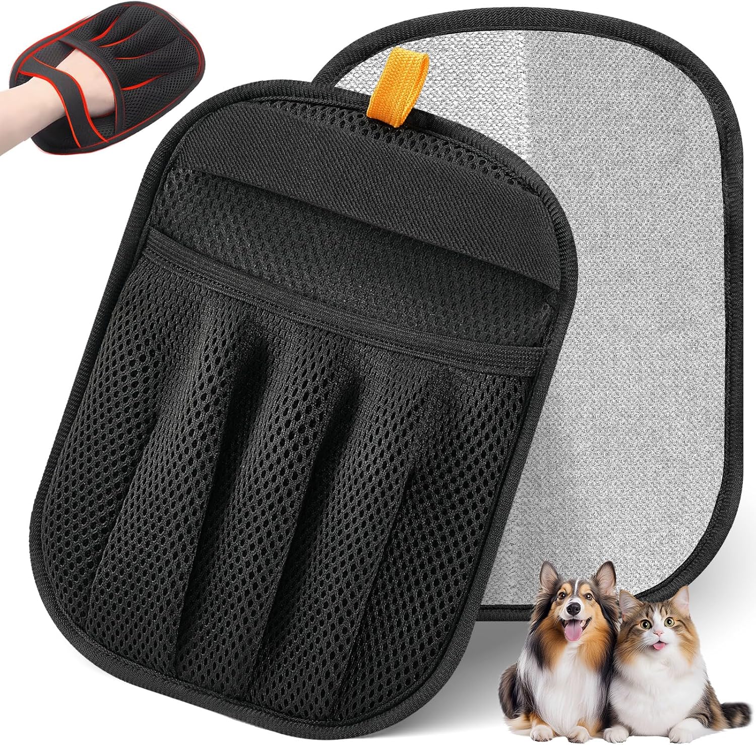 Pet Hair Removal Glove for Cats & Dogs, Upgraded Five-Finger Electrost
