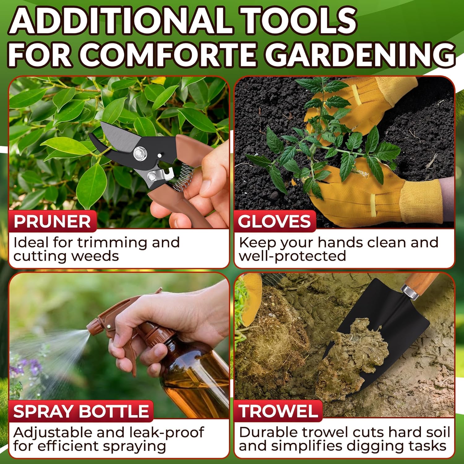 10 Pcs Gardening Tool Set for Women – All-in-One Garden Tools Set with