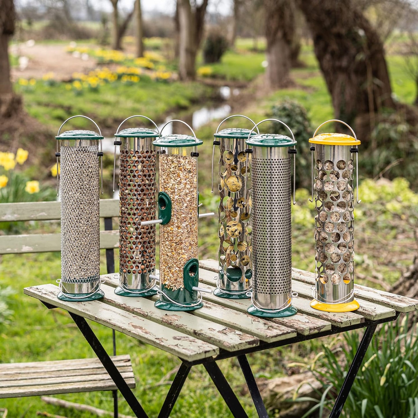 Peckish 60053039 All Weather Suet and Peanut Metal Bird Feeder, Silver, Large