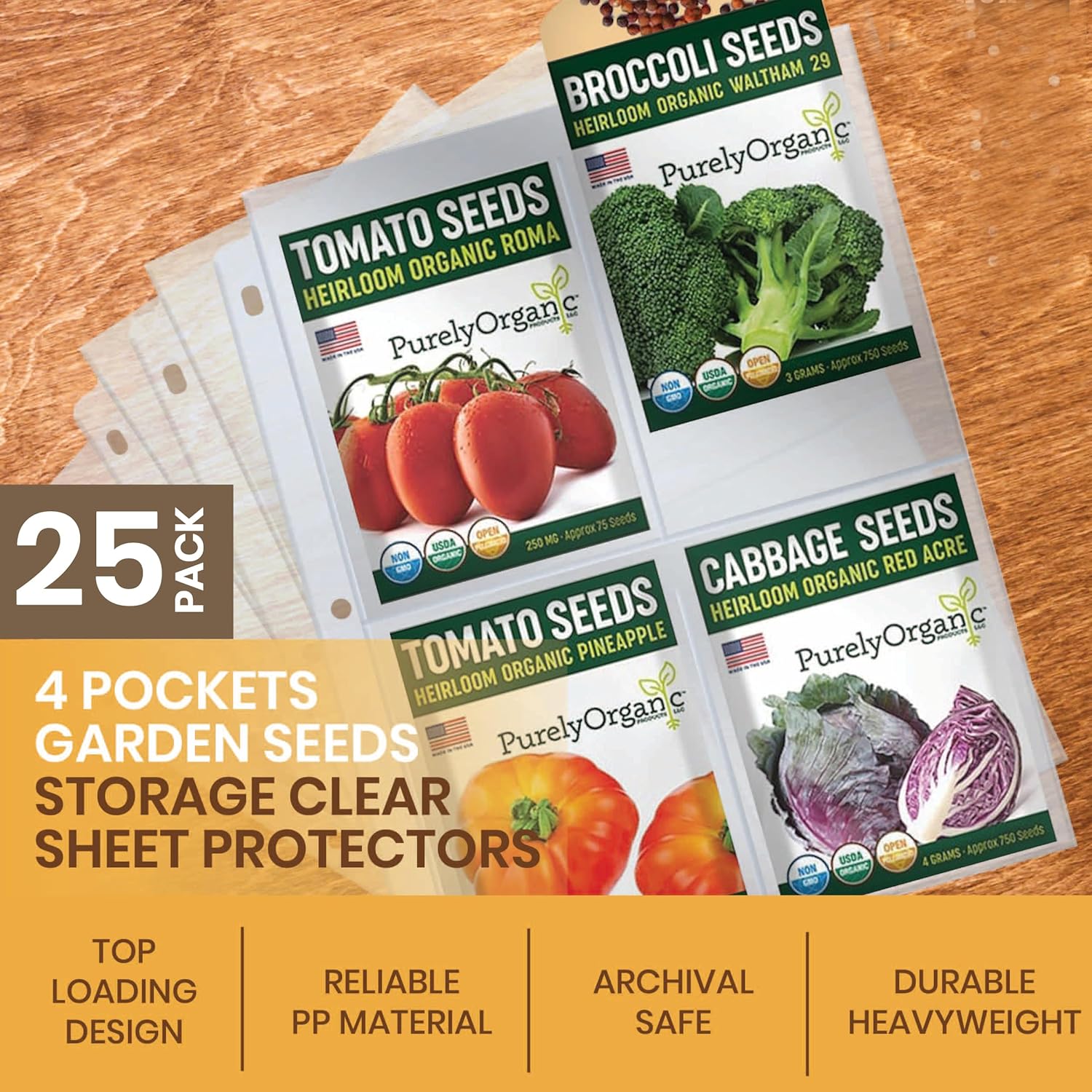 Performore 200 Pockets Seed Storage Organizer Sleeves (3.5" x 5.25") –