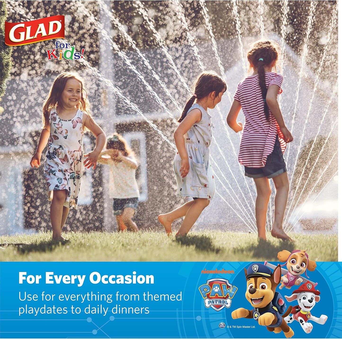 Glad for Kids Paw Patrol Disposable Paper Plates, Heavy Duty Soak Proof Microwavable Kids Plates for Parties, Birthdays, and Everyday Meals, Core Pups Blue, 8.5 Inch, 20 Count
