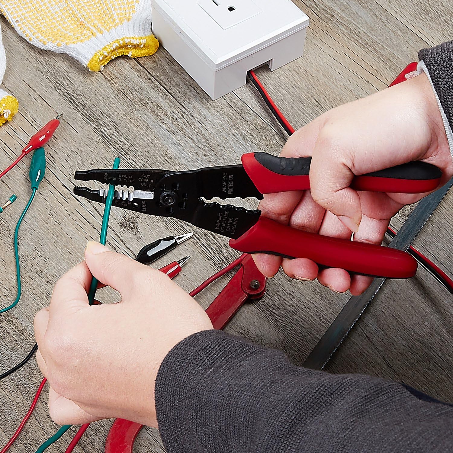 WGGE WG-015 Professional 8-inch Wire Stripper/Crimping Tool, Cable Cut