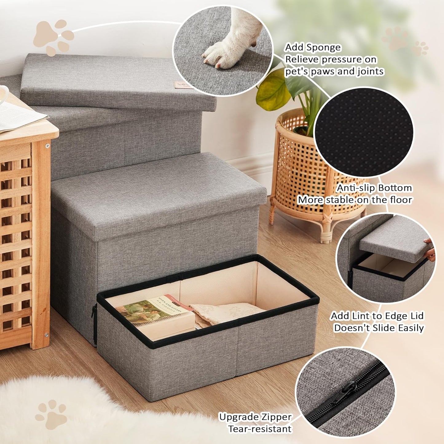 Love's cabin Dog Stairs for High Bed 18" H, Foldable Pet Stairs for Sm
