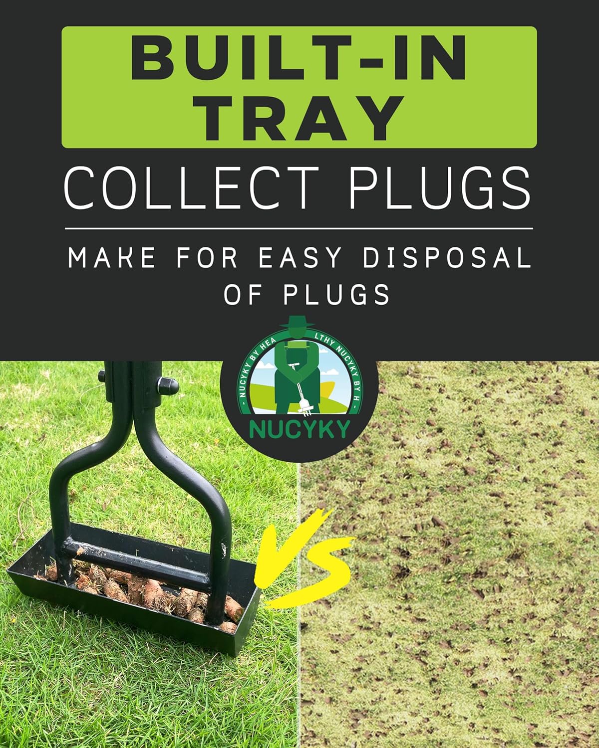 Lawn Aerator Coring Tool with Soil Core Tray, Manual Garden Plug Aerat
