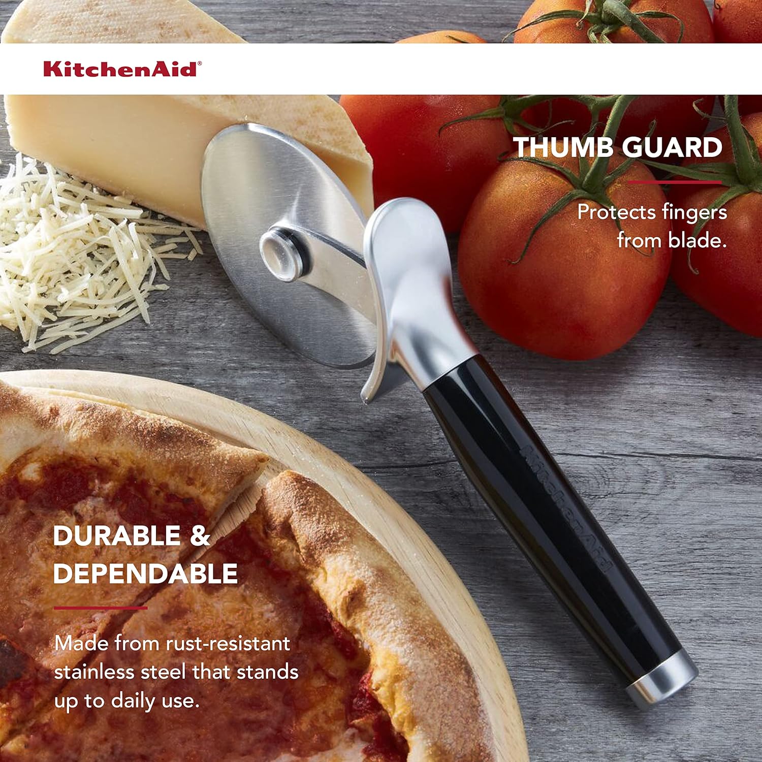 KitchenAid Classic Pizza Wheel with Sharp Blade For Cutting Through Cr