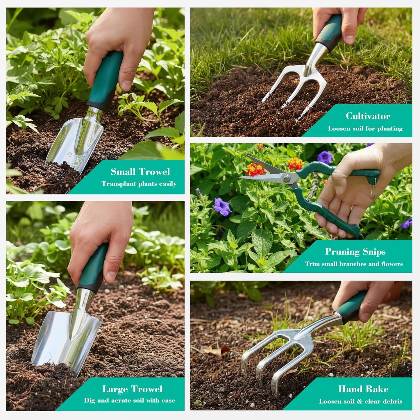 Garden Tool Set, Gardening Gifts for Women, Men, Mom, Dad, 11-Piece He