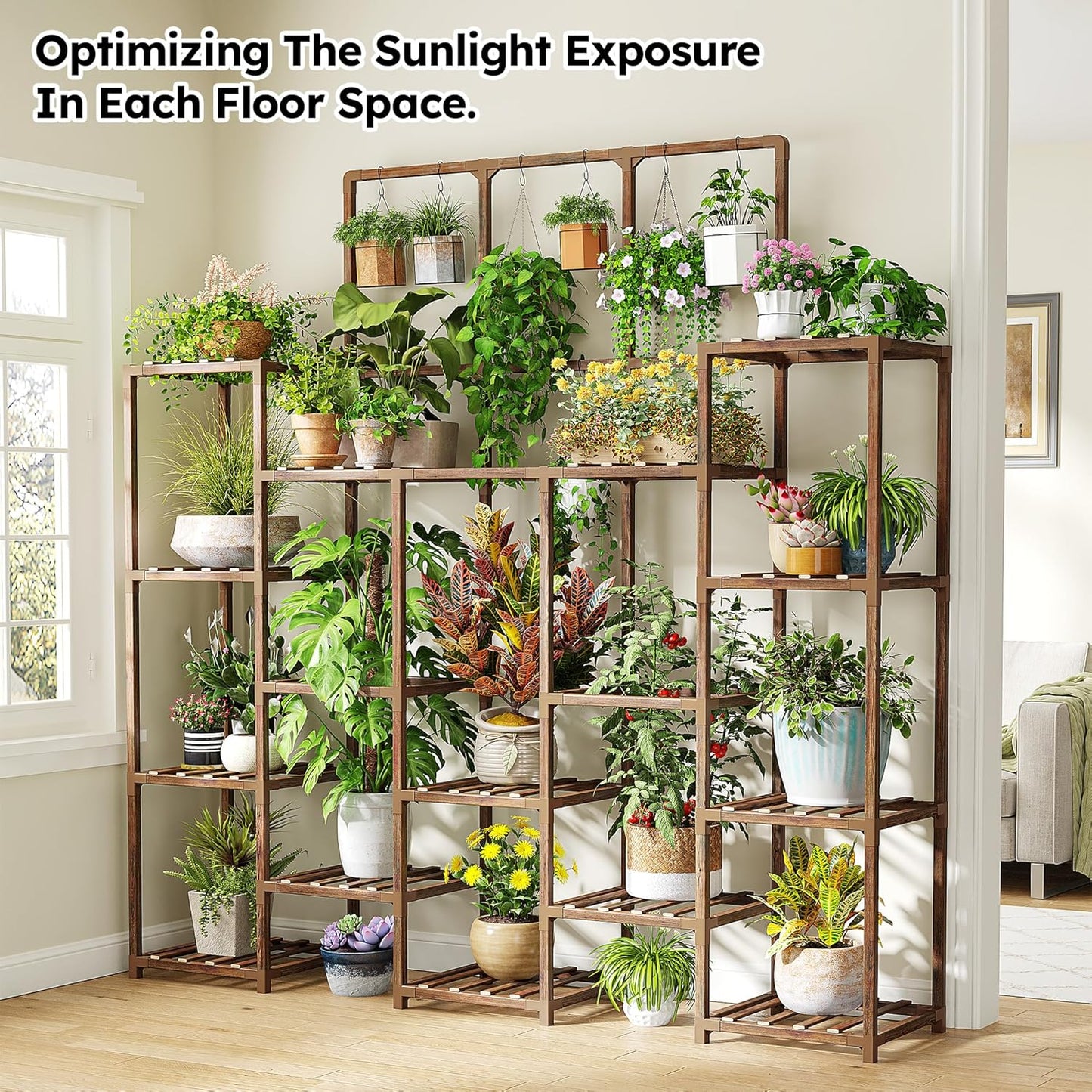 EnHomee Tall Plant Stand, 14 Tiers Indoor Plant Stand for Multiple Pla