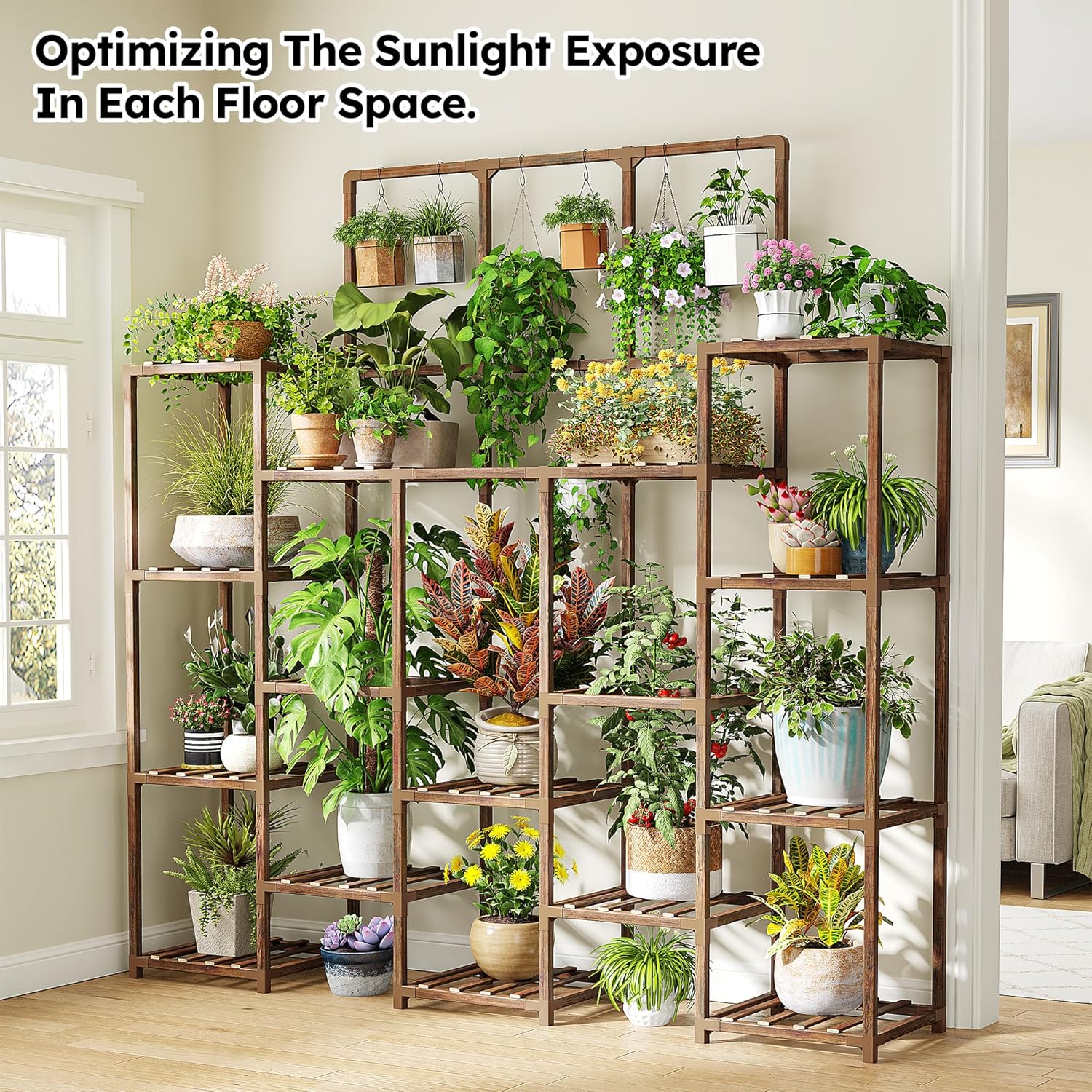 EnHomee Tall Plant Stand, 14 Tiers Indoor Plant Stand for Multiple Pla
