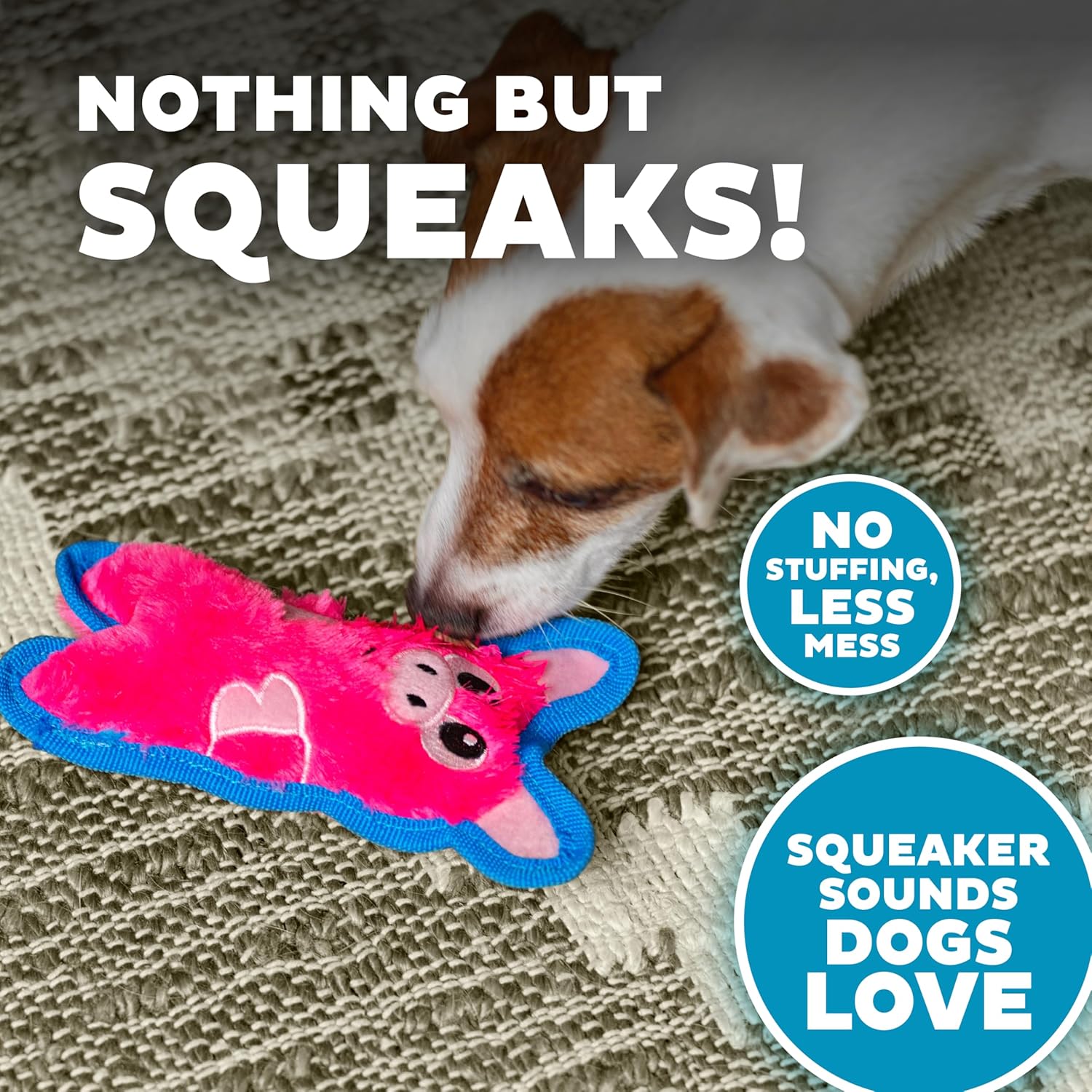 Outward Hound Durablez Minis – Squeaky Plush Dog Toy, No Stuffing for 