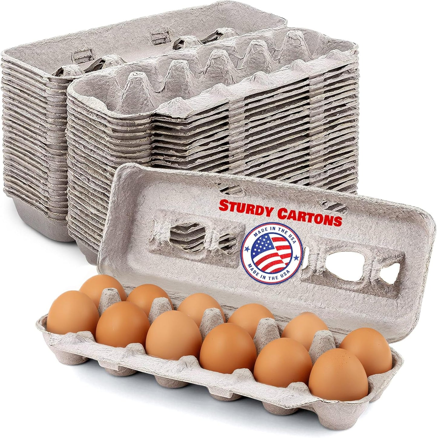 MT Products Blank Natural Pulp Egg Cartons Bulk - Made in USA - Holds Up to Twelve Eggs - 1 Dozen - Cardboard Material Perfect For Storing Extra Eggs (25 Pieces)