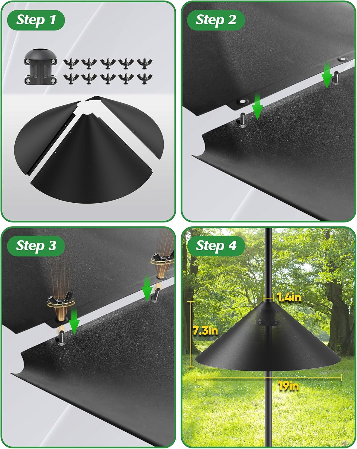 19 Inch Metal Squirrel Baffle for Bird Feeder Pole, Squirrel Proof Bird Feeders for Outdoors Hanging Cover for Rain Guard, Rust Proof Chew Proof Heavy, 1 Pack