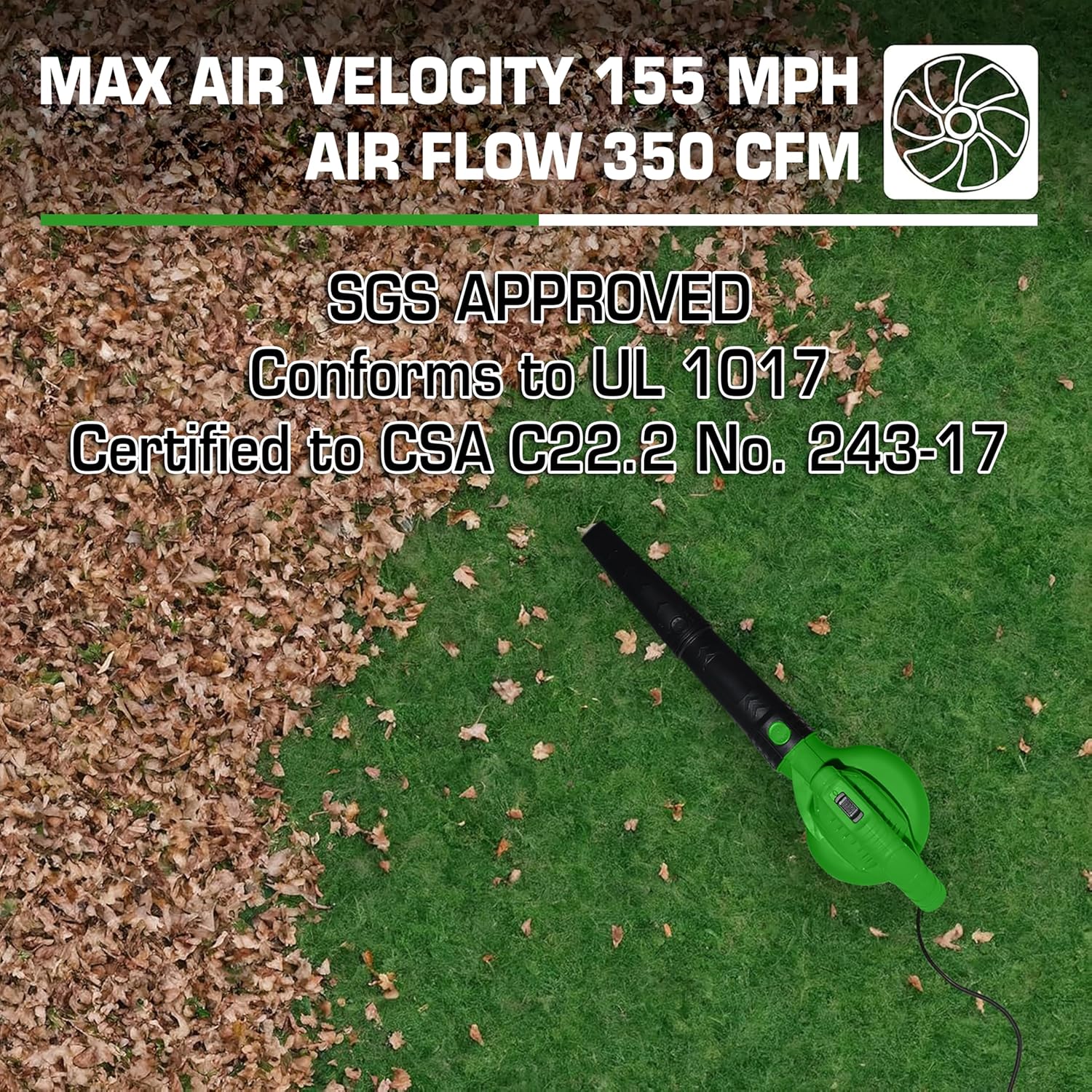 GUEDE Electric Leaf Blower, Corded 7 Amp, 155MPH Air Speed, Lightweigh
