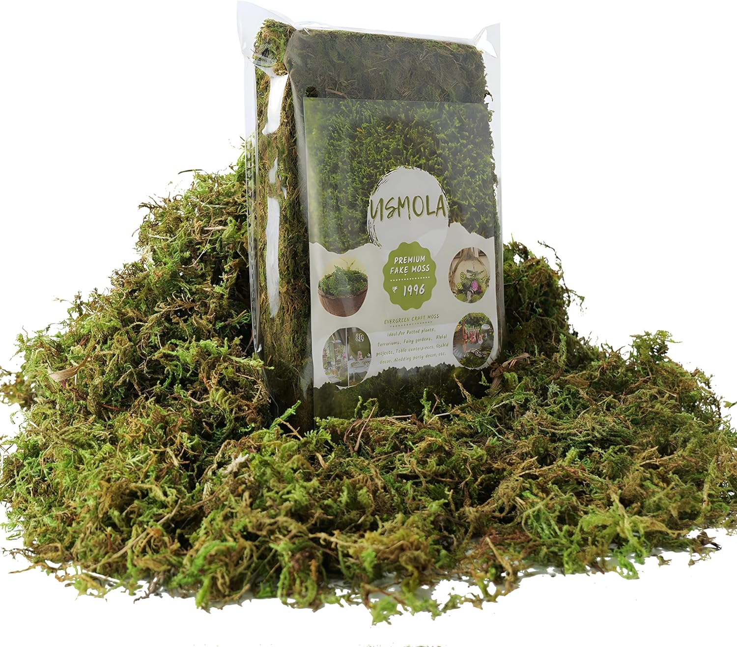 Fake Green Moss for Potted Plants, 4OZ Artificial Moss for DIY Crafts,