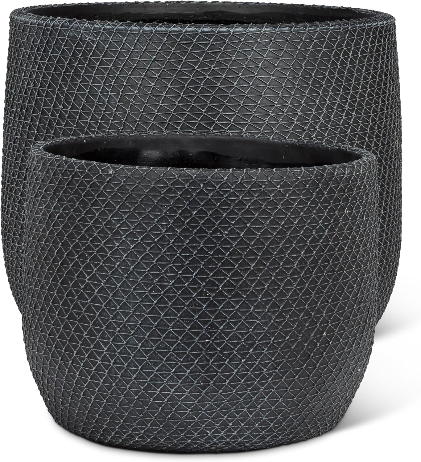 Abbott Collection Extra Large Mesh Texture Planters. Set of 2 - Cement
