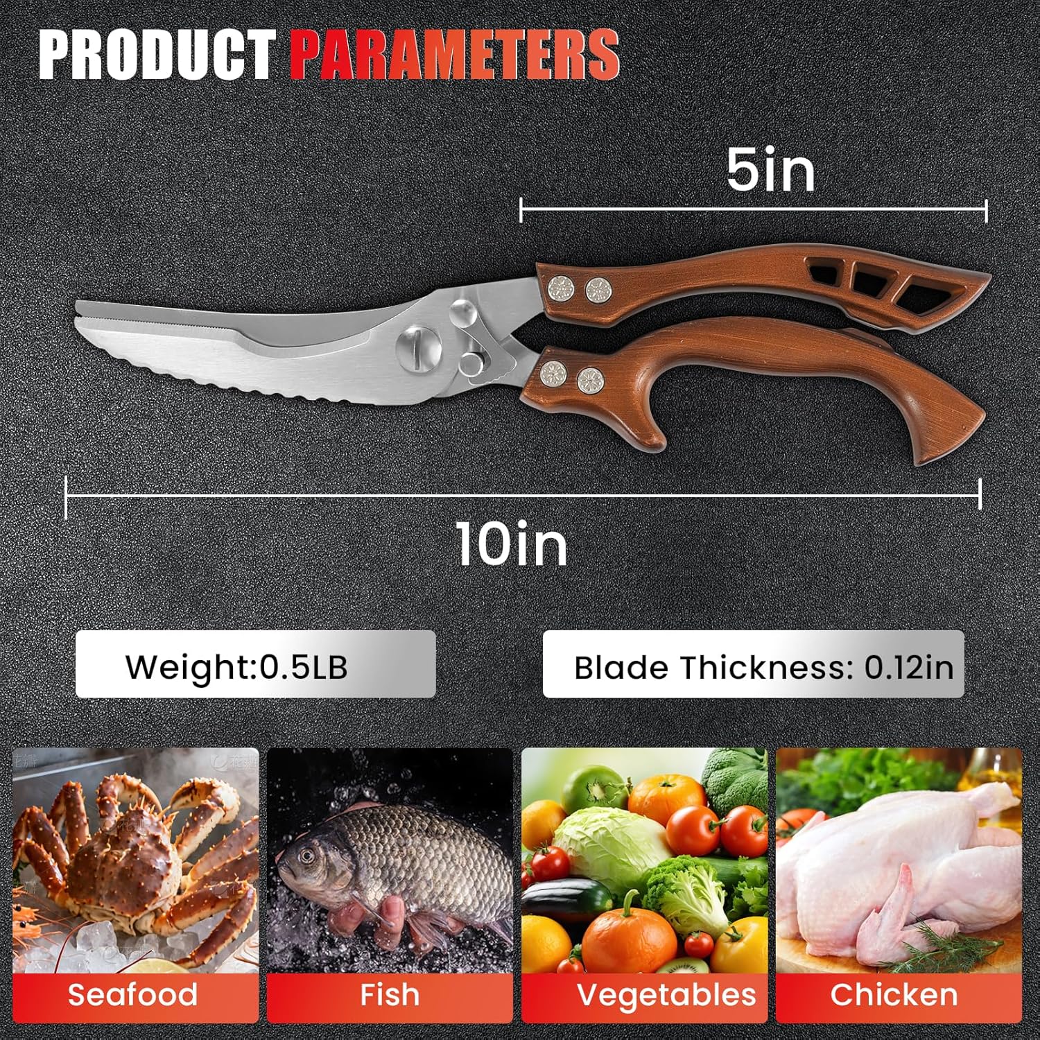 ANDONG Kitchen Scissors, Heavy Duty Professional Poultry Shears, Stain