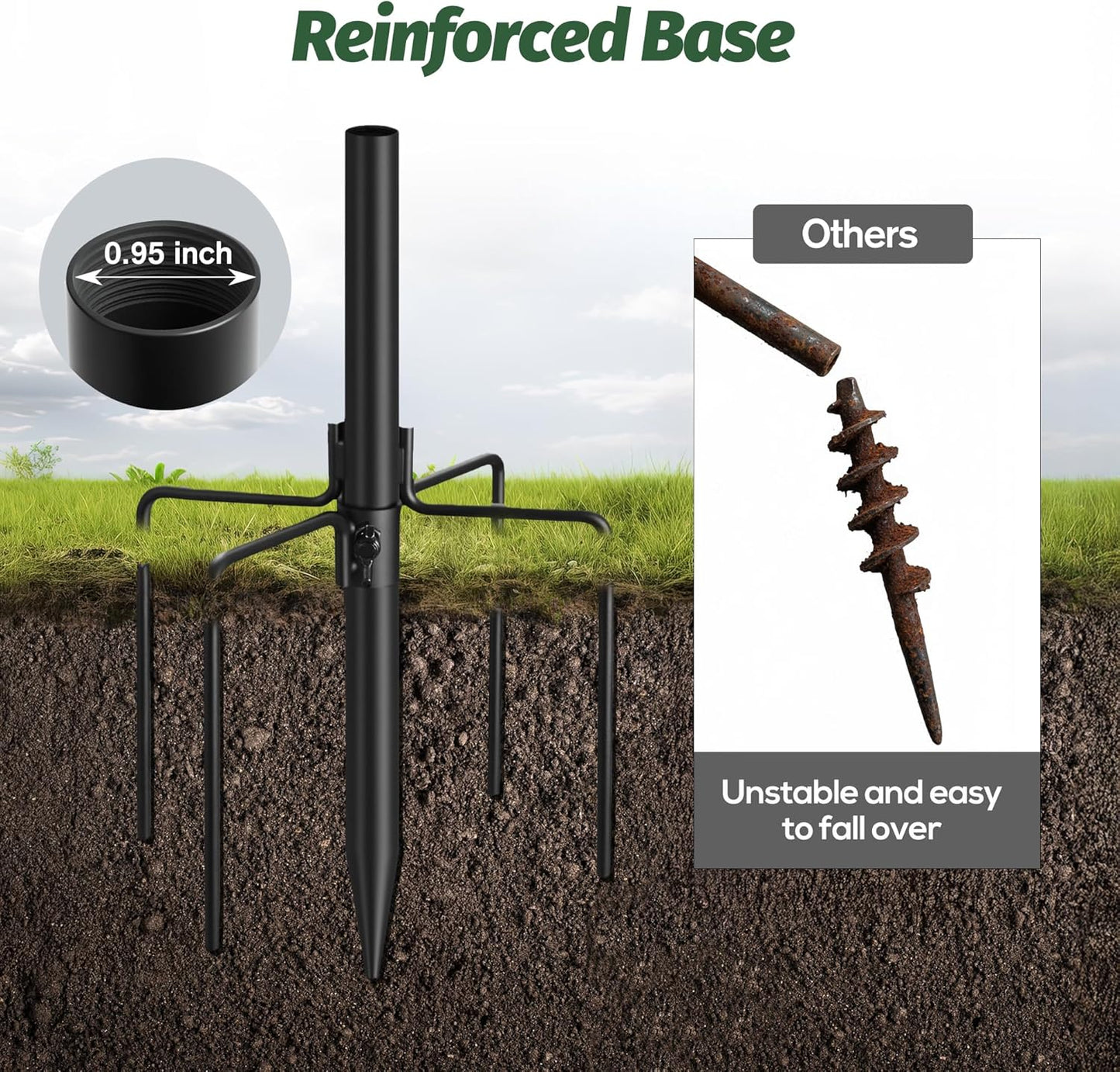 Bird Feeder Pole Kit, 79 Inch Metal Heavy Duty Bird House Pole with 5-Prong Base,Hook for Hanging Bird feeders