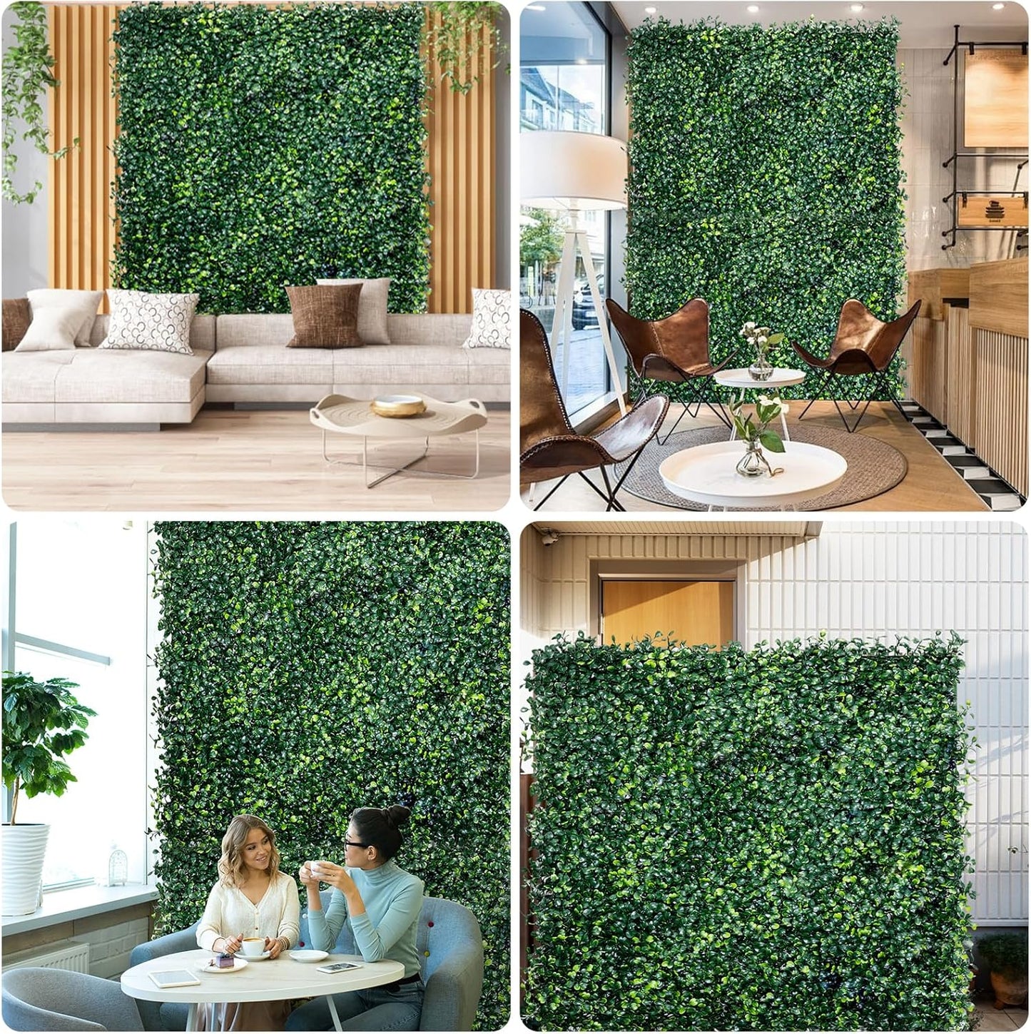 Artificial Grass Wall Panel Backdrop, 24PCS 10"x10" Artificial Boxwood