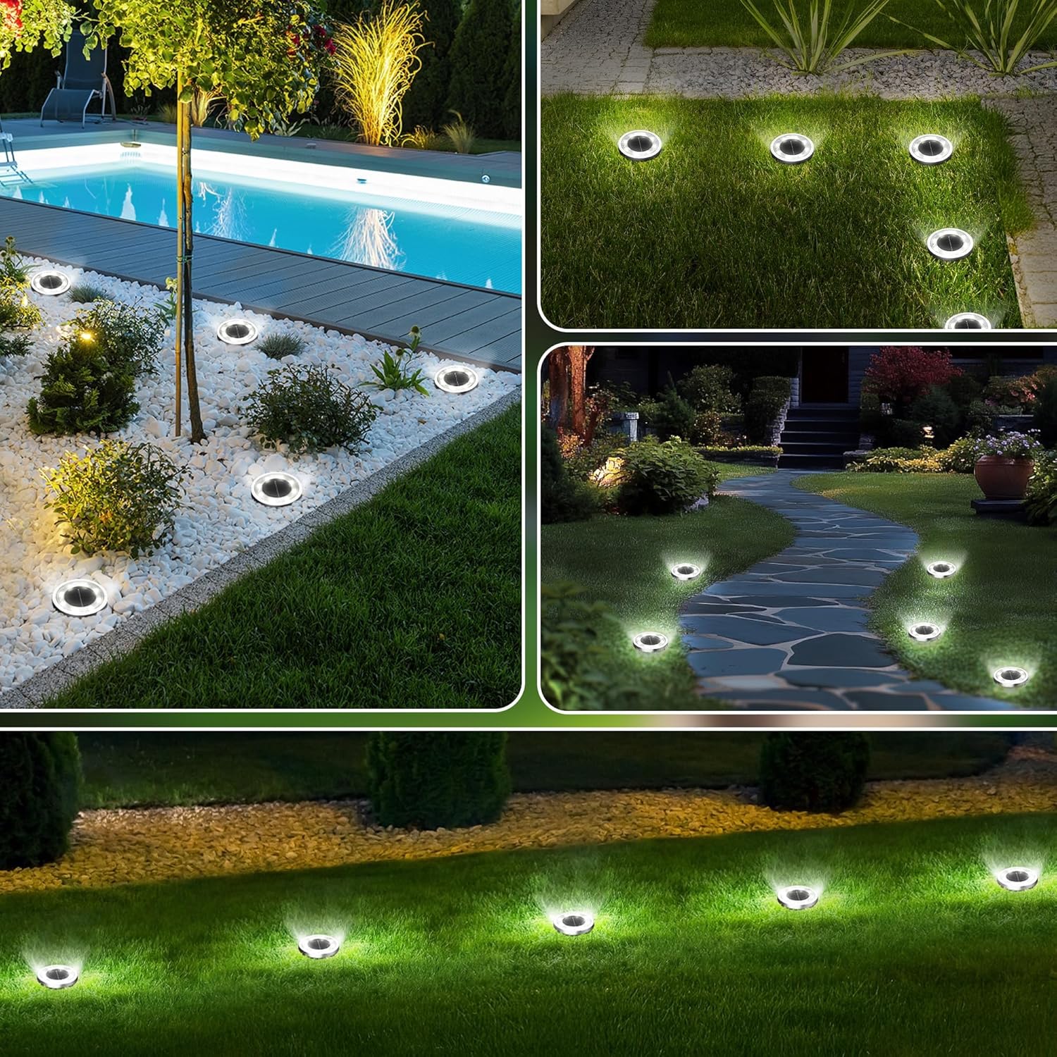 INCX Solar Ground Lights,16 Pack Solar Lights Outdoor Waterproof, Sola