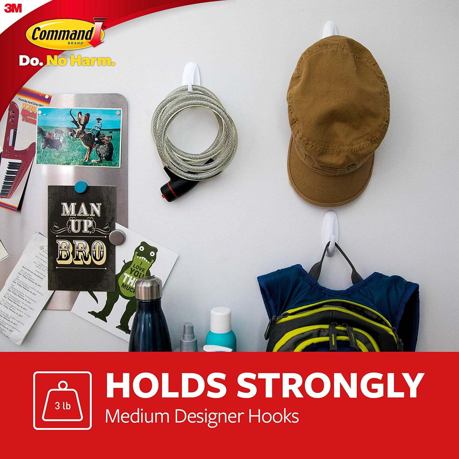 Command Medium Designer Hooks, 2 Hooks and 4 Command Strips, Damage-Fr