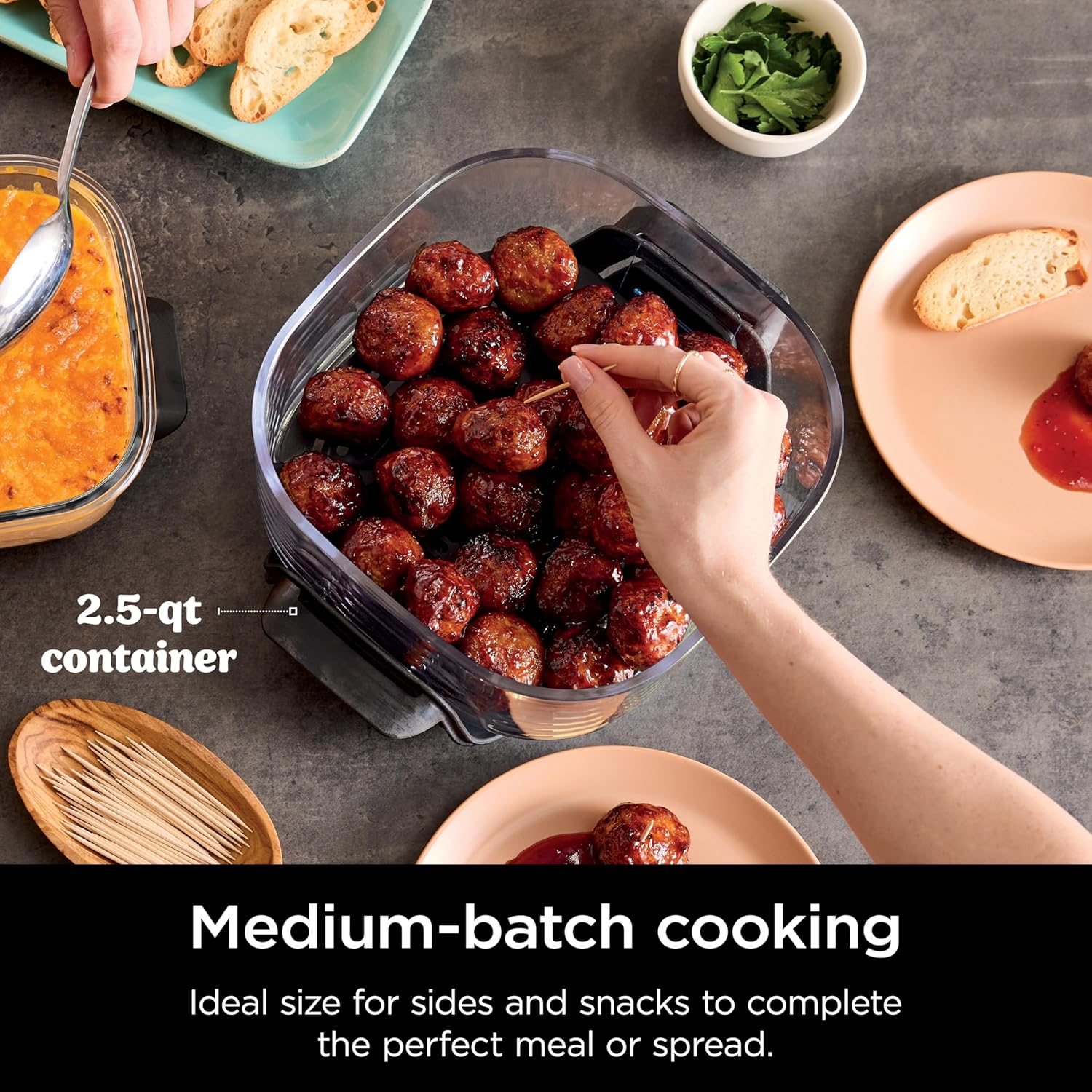 Ninja Crispi 5-in-1 Glass Air Fryer | 450°F, Nontoxic, 4QT & 6-Cup Con