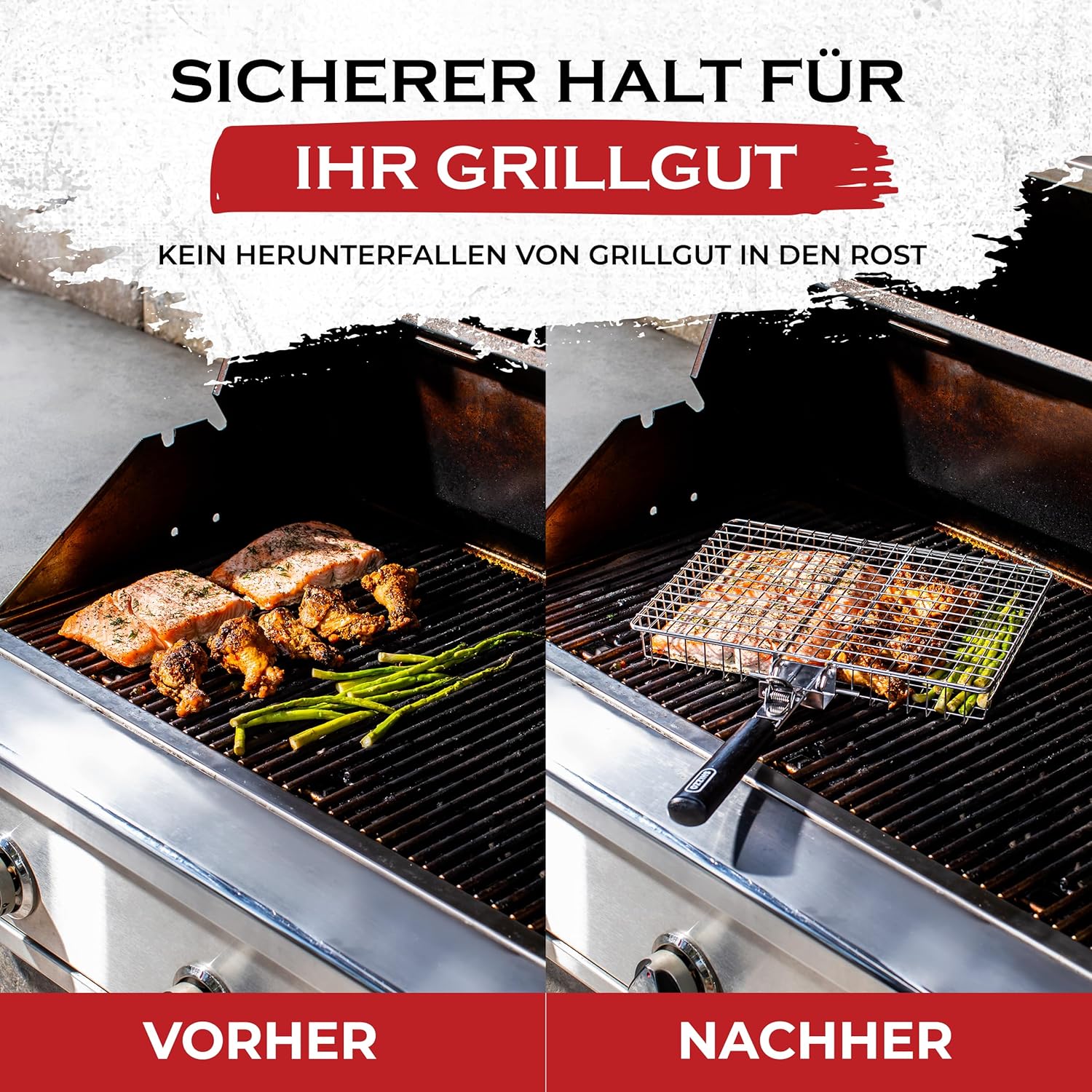 SHIZZO Grill Basket Set, Barbecue BBQ Grilling, Stainless Steel Foldin