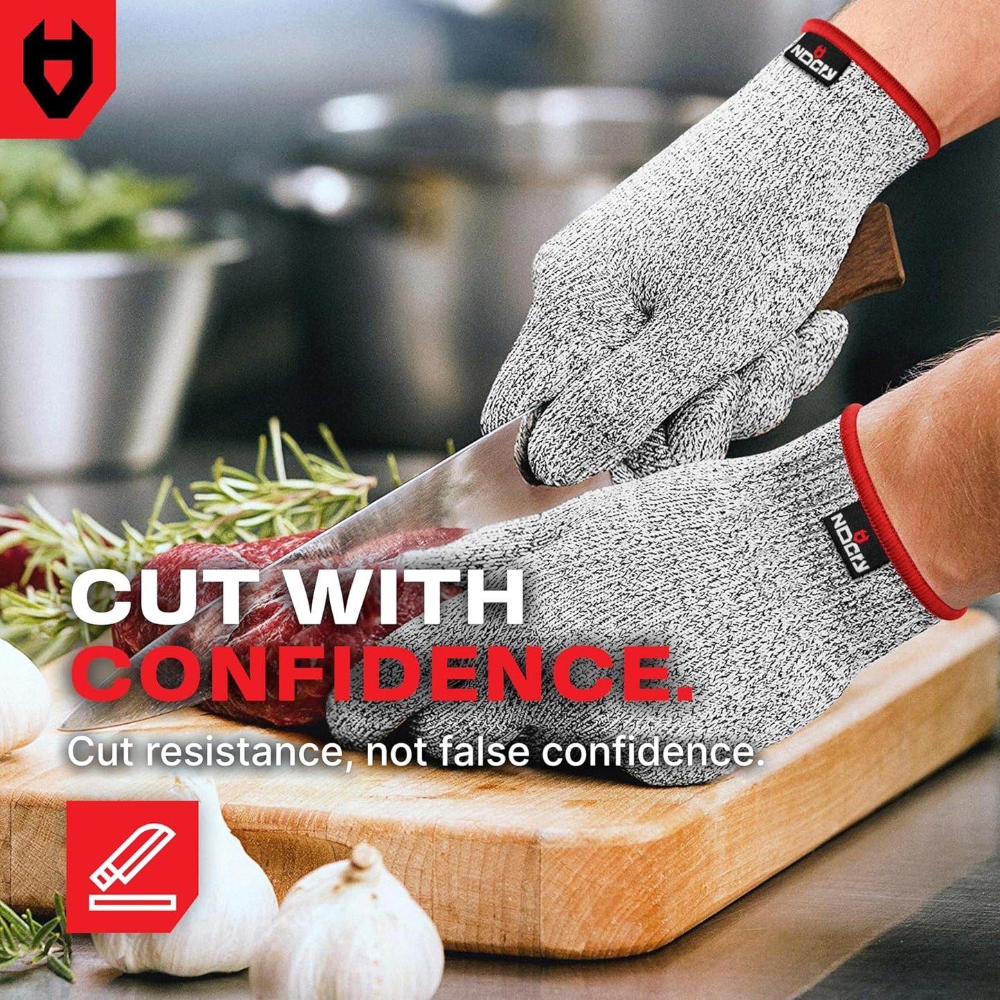 NoCry Premium Cut Resistant Gloves Food Grade — 100% Food Safe — Level
