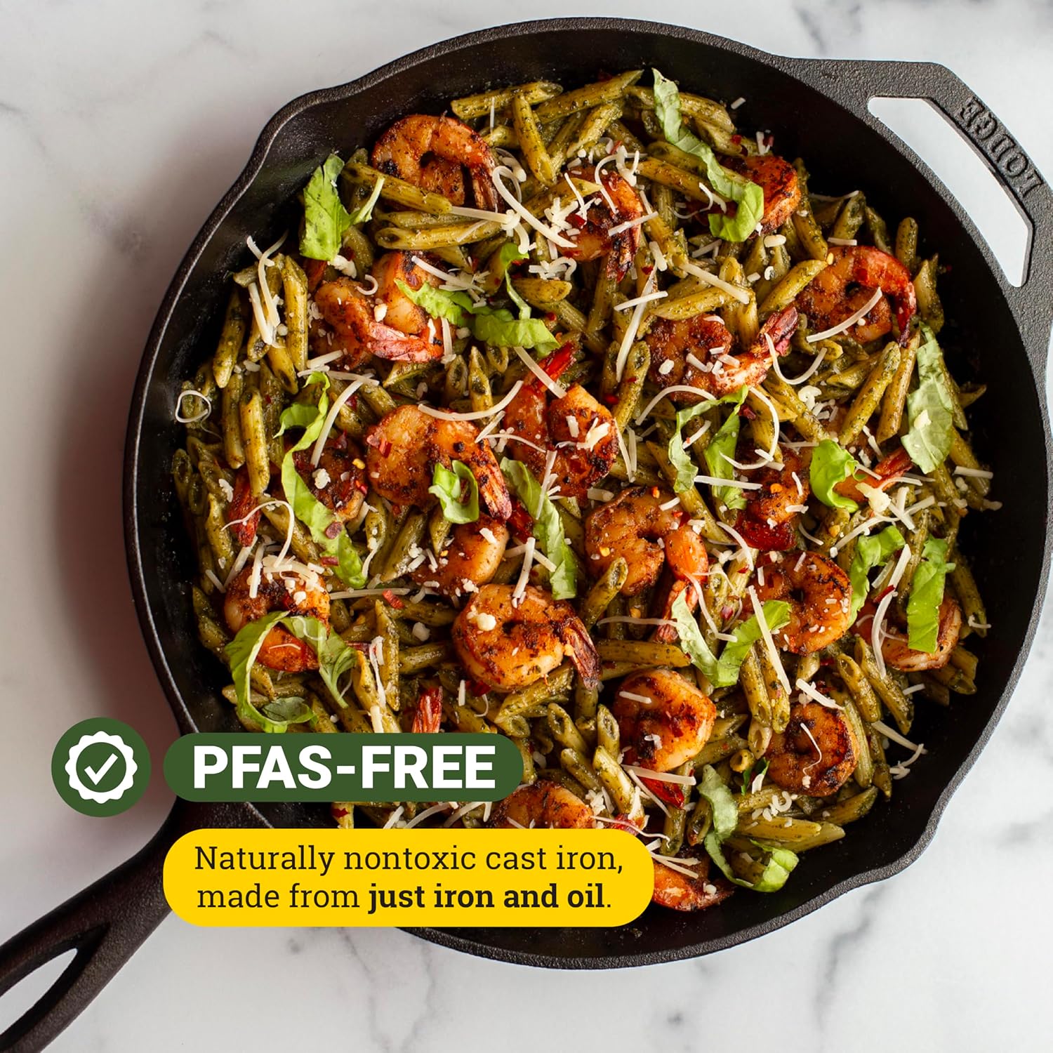 Lodge Seasoned Cast Iron Skillet Set - PFAS-Free, Non-Toxic Cookware -