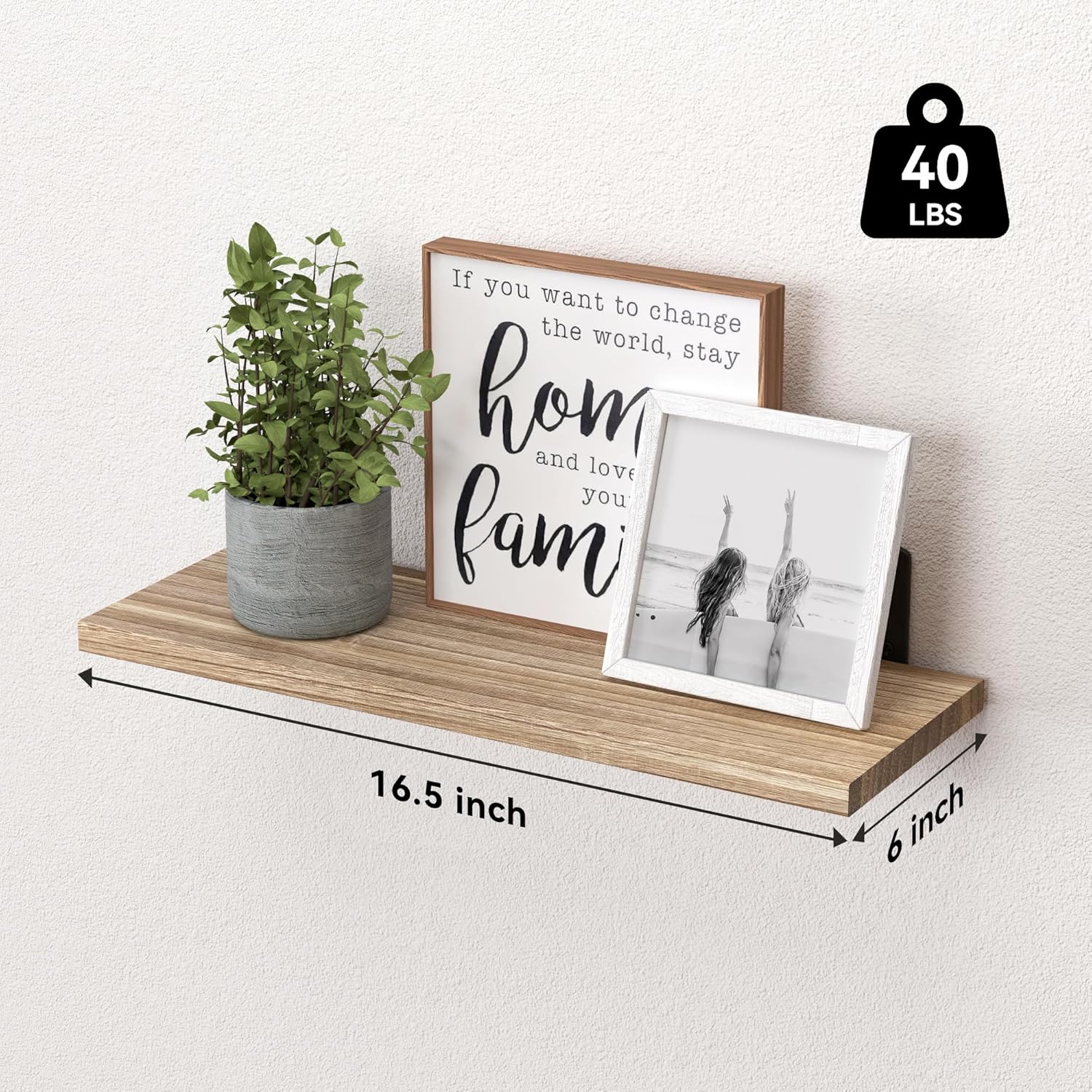 WOPITUES Wood Floating Shelves Set of 6, Shelves for Wall Decor, Farmh
