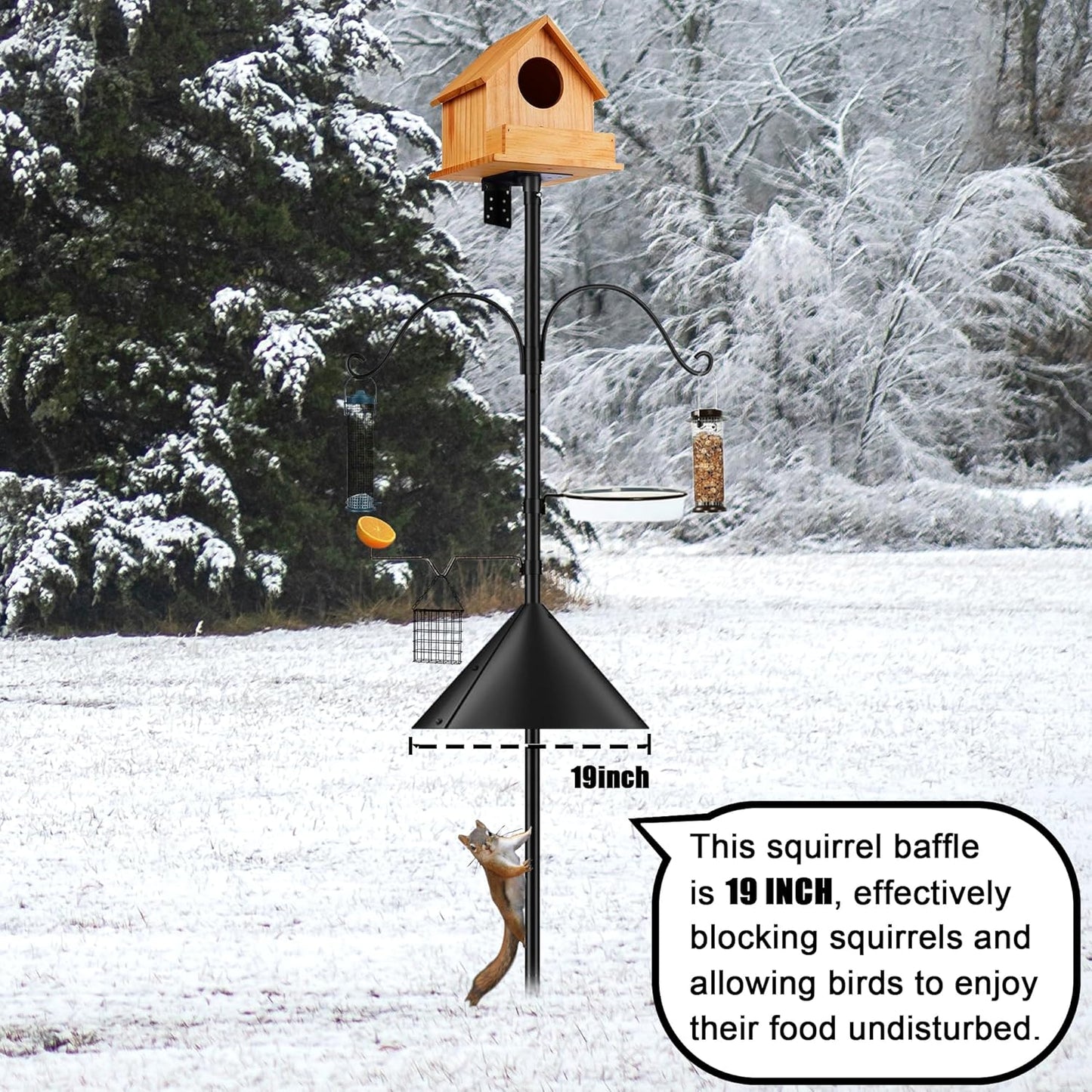 Bird Feeder Pole Squirrel-Proof, 93 Inch Heavy Duty Bluebird House Pole Kit for Outdoor Garden, Feeder Stand Adjustable with 5-Prongs Base for Hanging Plants, Bird Feeders (Shape 1)