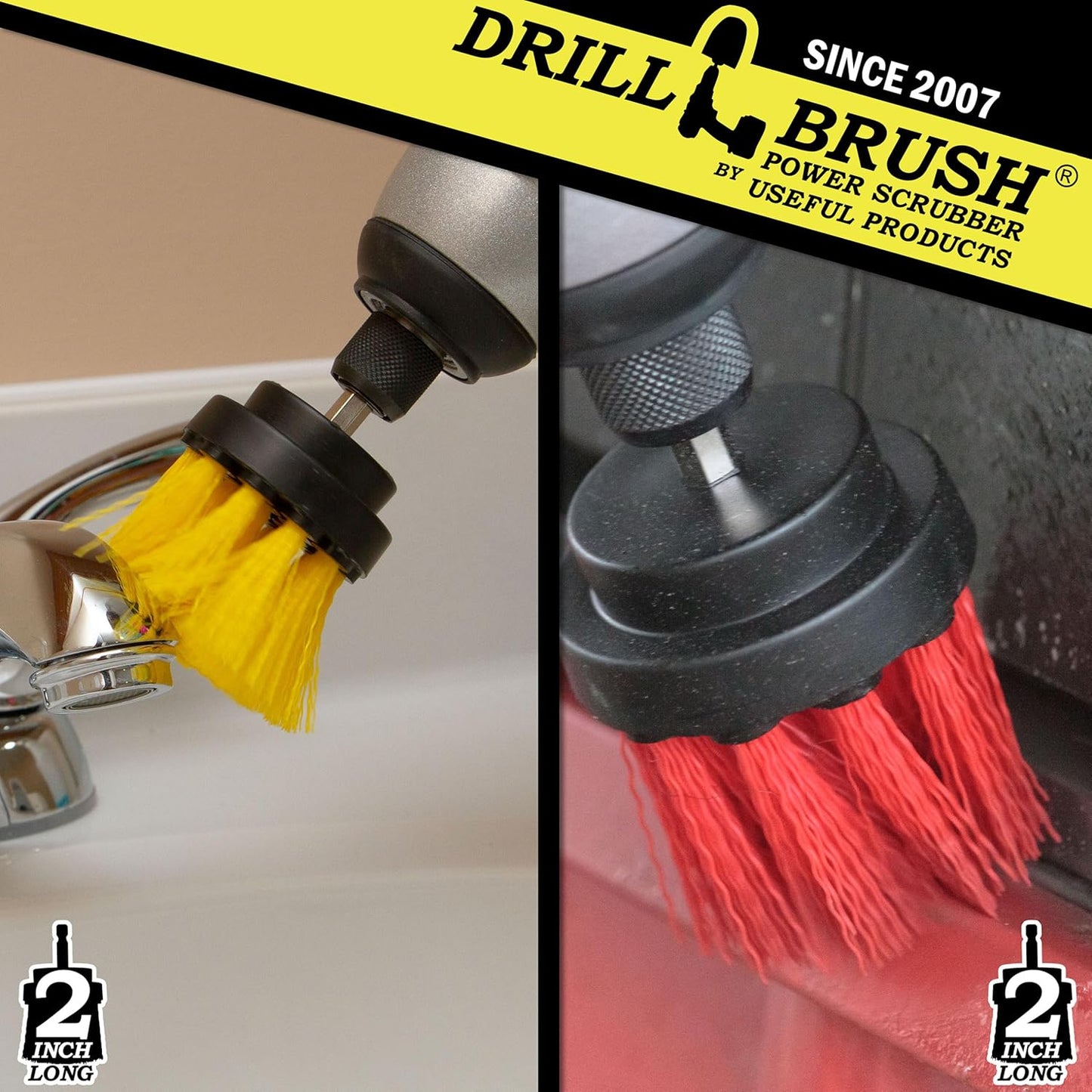 Cleaning Supplies - Drill Brush - Grout Cleaner - 2-inch Long Bristle Spin Brush Set - Bird Bath - Gnome - Scrubber - Bathroom Accessories - Shower Curtain - Bath Mat - Shower Cleaner - Rust - Calcium