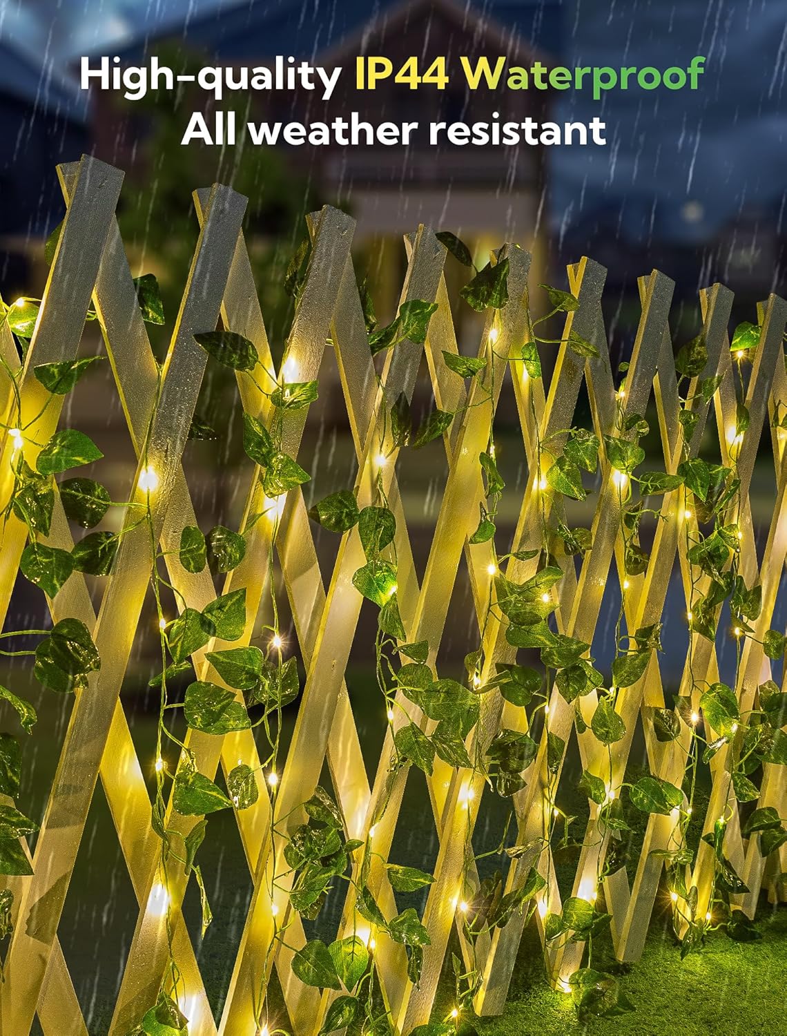 woohaha Solar Vine with Fairy Lights,23ft 73LED Ivy String Light for Christmas Decorations,Leaf Light for Bedroom, Room, Wall, Garden, Party, Wedding Decor (Warm White)