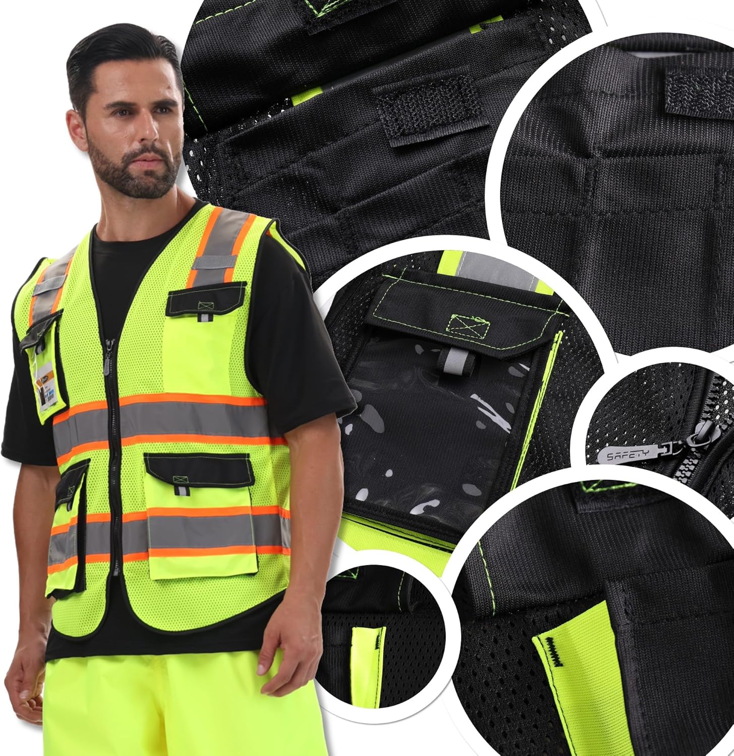 JKSafety Hi Vis Reflective Safety Vests for Men Women High Visibility 