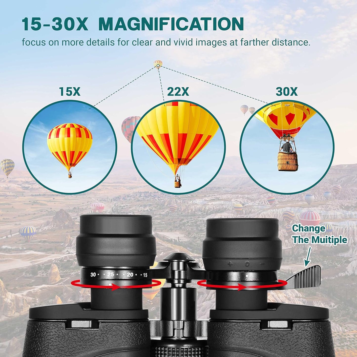 ESSLNB 15-30X80 Zoom Astronomy Binoculars with Built-in Tripod Mount Giant Binoculars with Phone Adapter and Case for Bird Watching Hunting and Stargazing