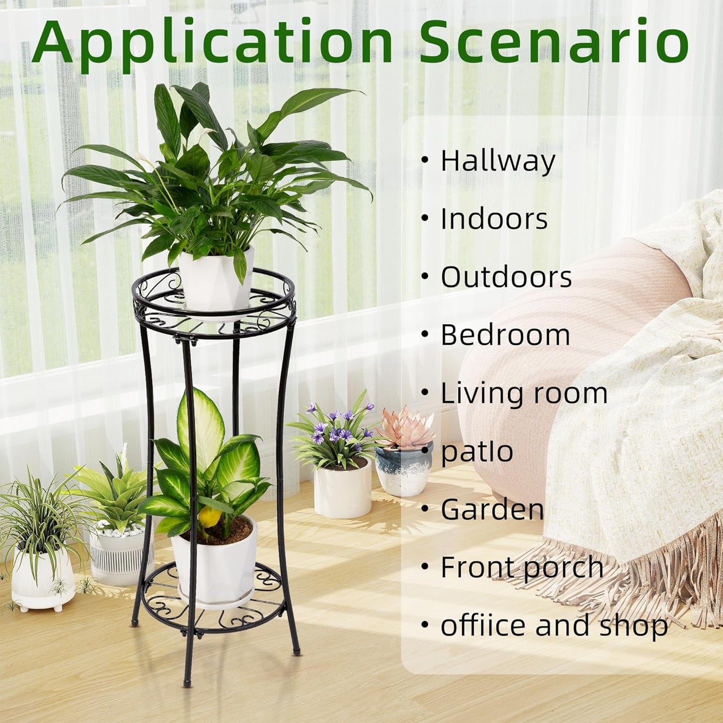 Plant Stand Indoor Outdoor 2 Tier 29" Tall Metal Heavy Duty Rustproof 
