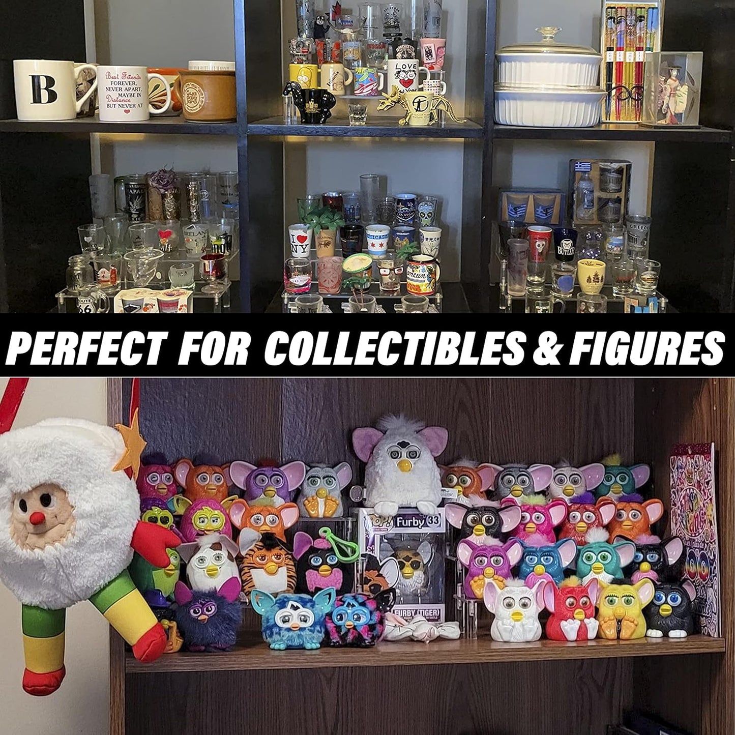 AZEAM Acrylic Riser,Clear Display Risers Stand Perfume Organizer Cologne Acrylic Shelves 3 Tiered Cupcake Shelf for Amiibo Funko POP Figures Food Desserts Holder Collection Cosmetic Vendor Product