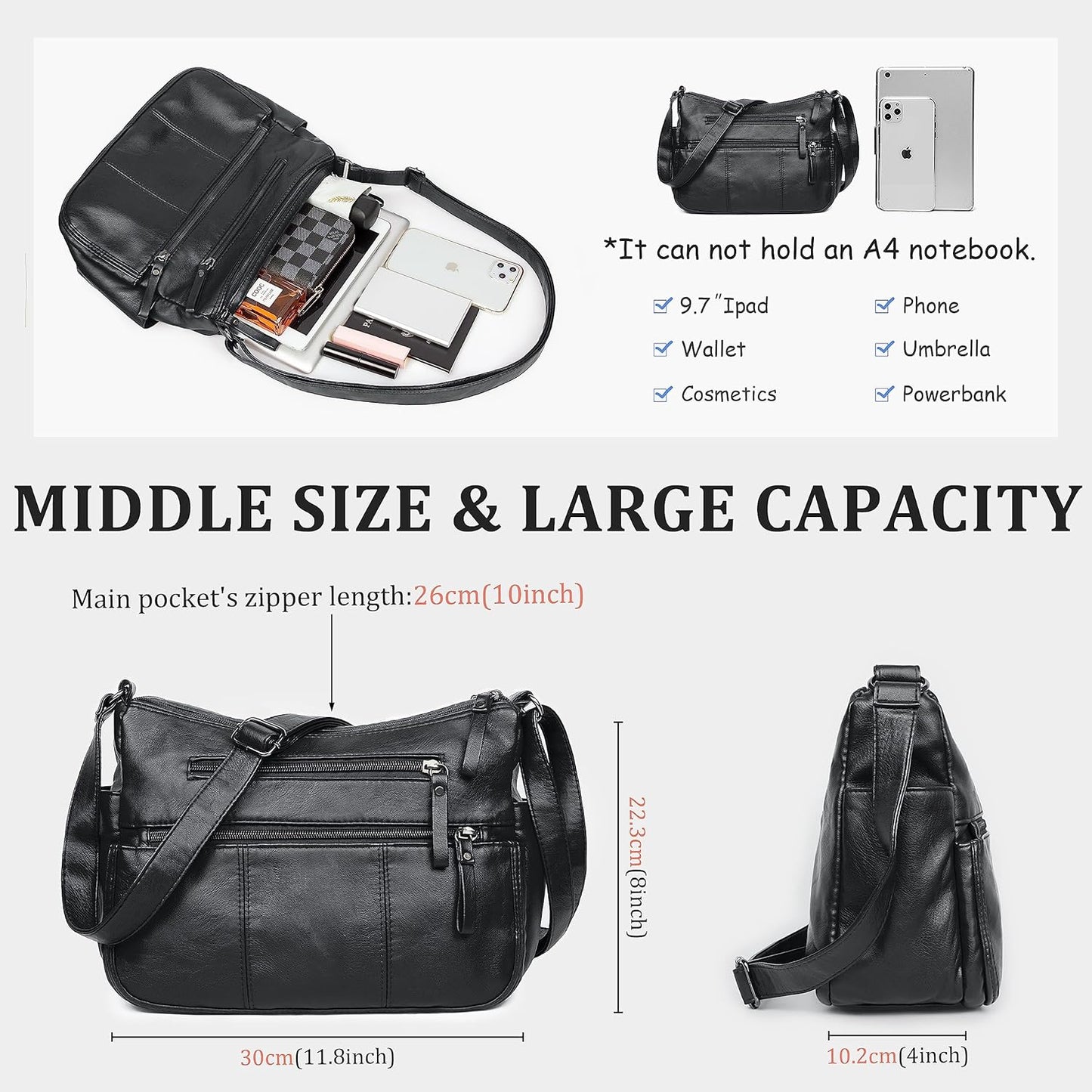 VOLGANIK ROCK Purses for Women Soft PU Leather Shoulder Bag Ladies Cro