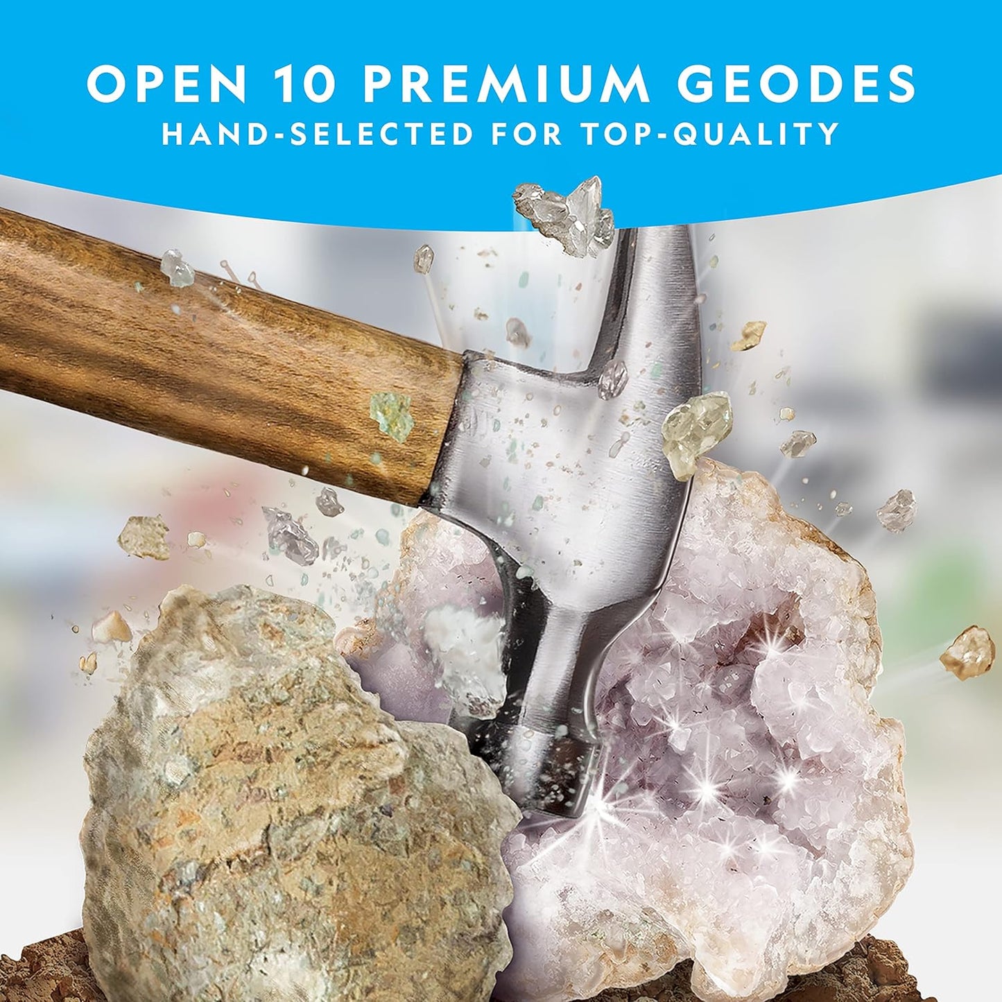 National Geographic Break Open 10 Premium Geodes – Includes Goggles & 