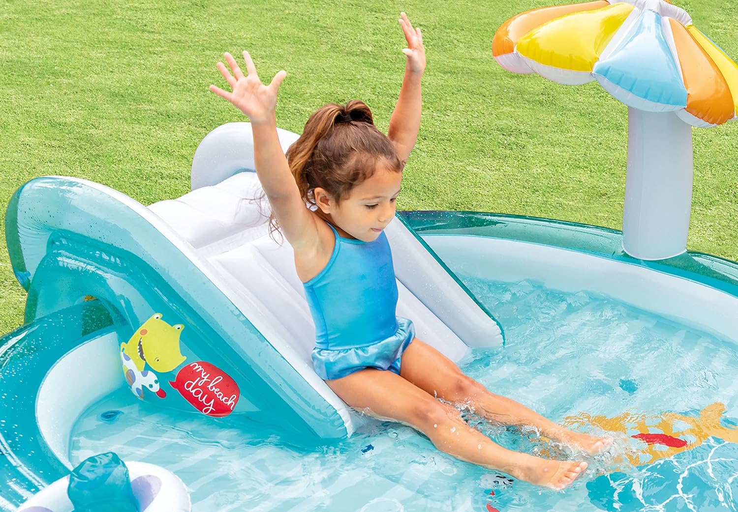 Intex Gator 6.6' x 5.6' x 4" Outdoor Inflatable Kiddie Pool Water Play