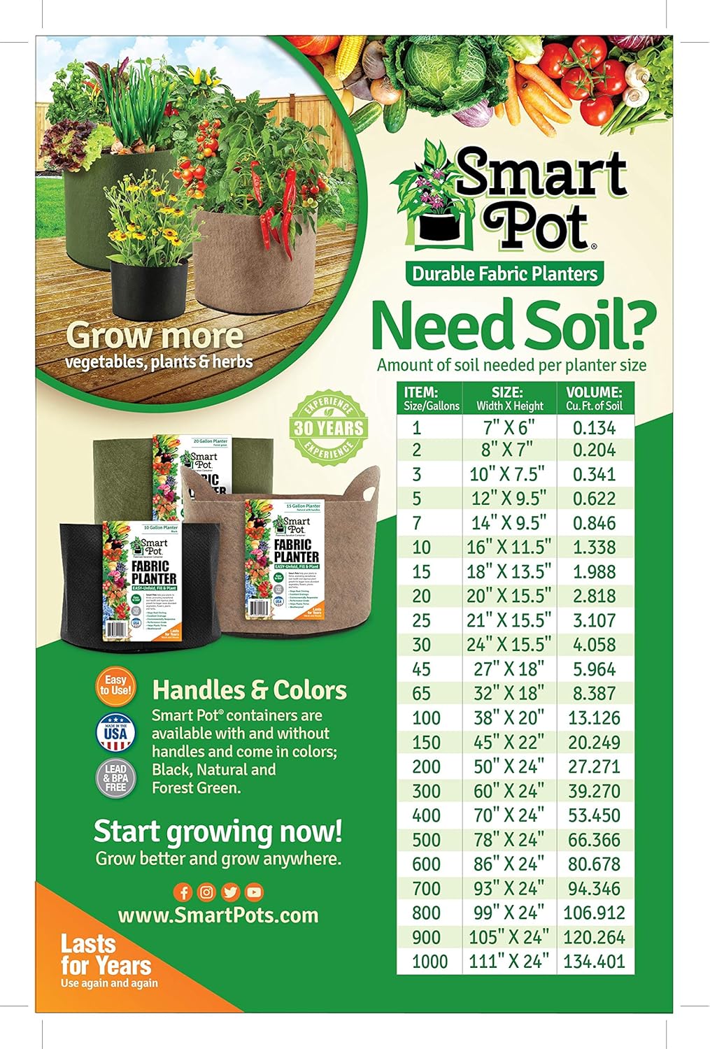 Smart Pots 1-Gallon Smart Pot Soft-Sided Container, Black