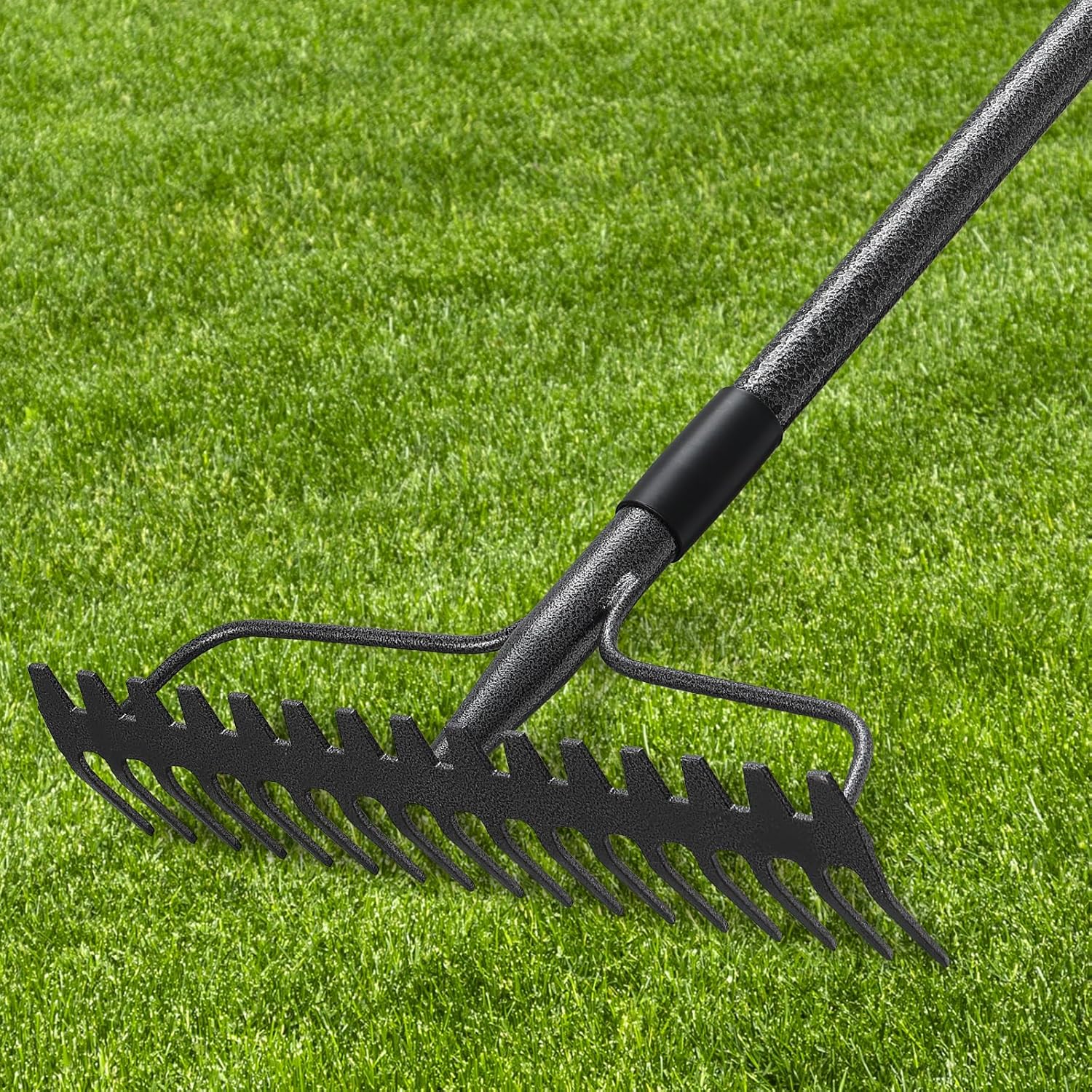 63'' Bow Rake ，17 Tines Metal Head Rakes with Stainless Steel Handle，H