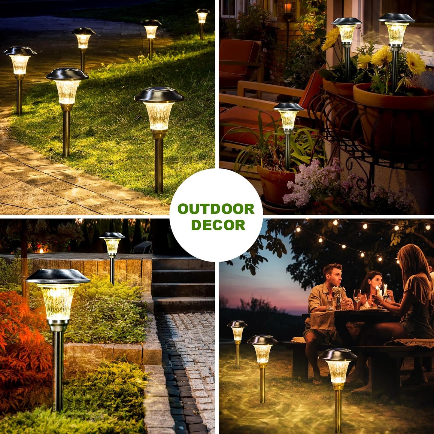 GIGALUMI Solar Pathway Lights, 8 Pack Solar Light Outdoor Waterproof, 